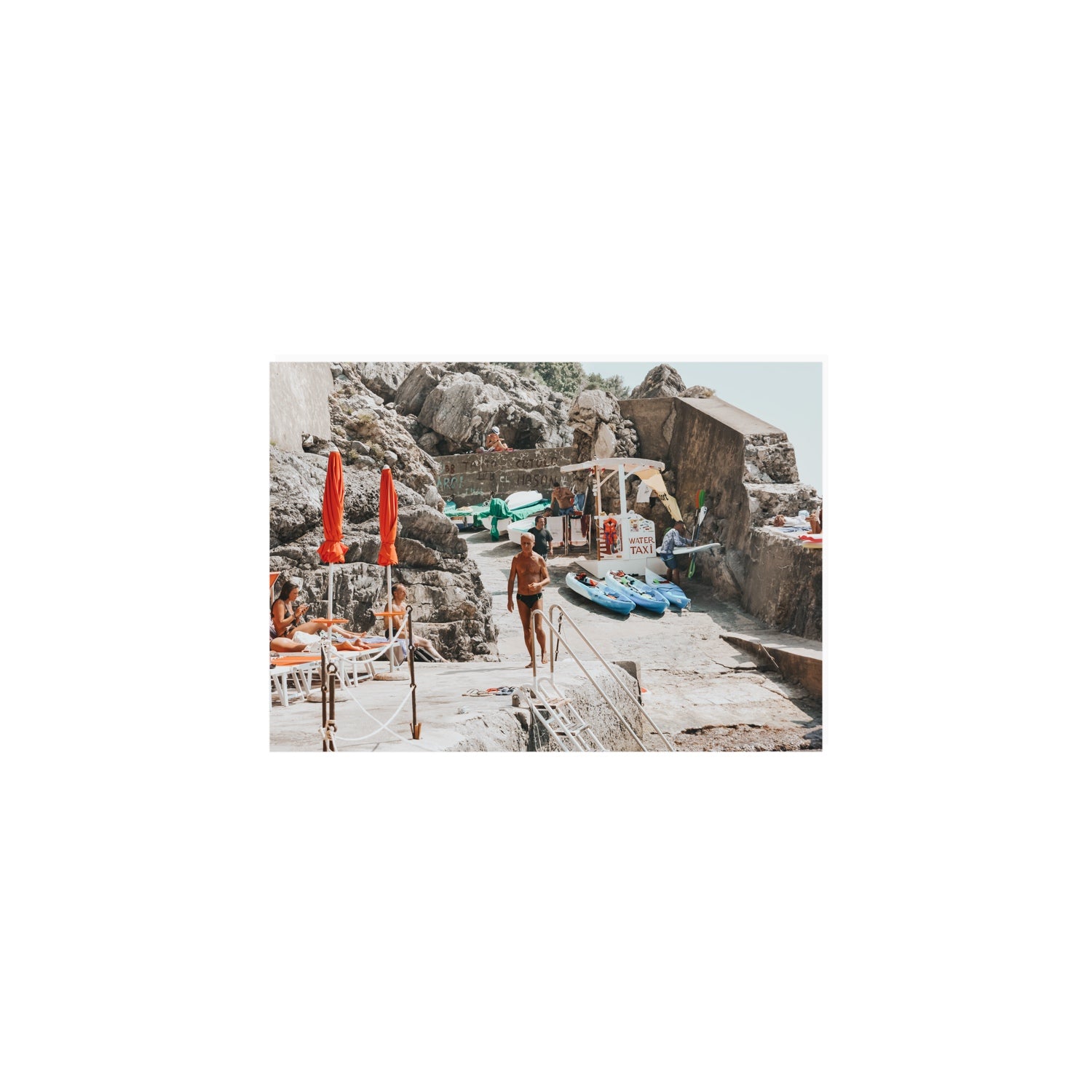 The Local Praiano Amalfi Coast Mediterranean wall art A5, 21 x 14.8 cm unframed fine art print