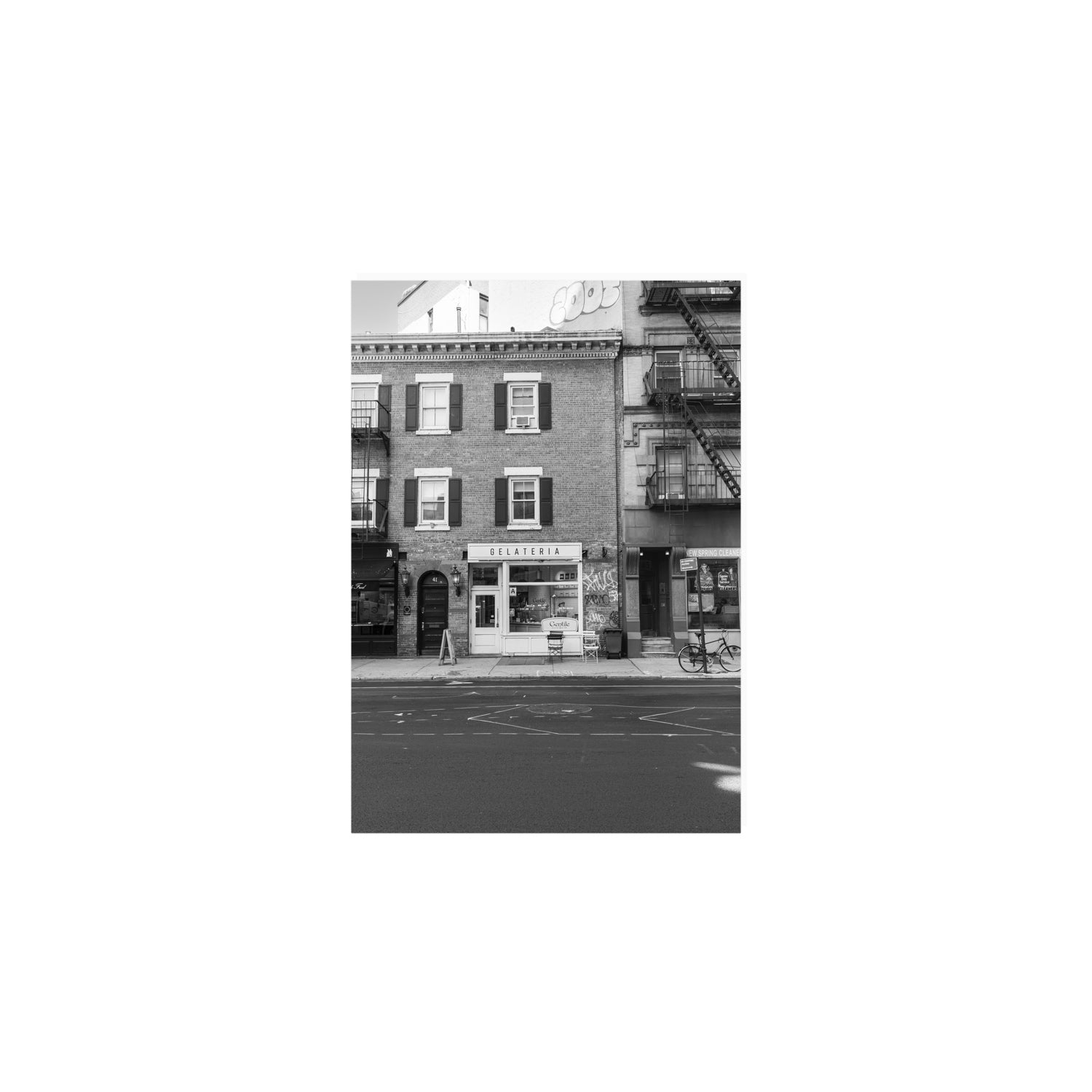 Gelateria New York NYC Black & White wall art A5, 21 x 14.8 cm unframed fine art print