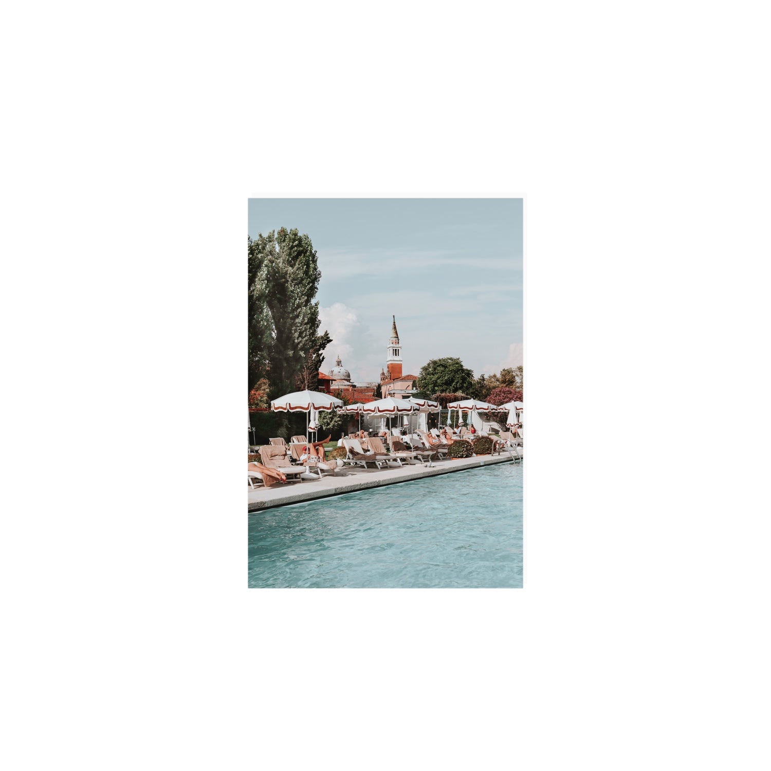 Poolside Perch Venice Italian wall art A5, 21 x 14.8 cm unframed fine art print
