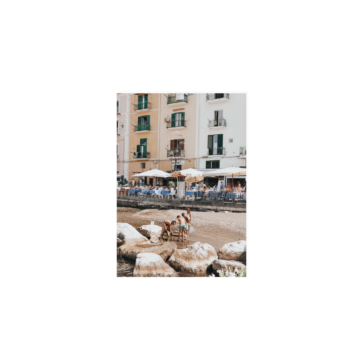 Sunny Playtime Sorrento coastal wall art A5, 21 x 14.8 cm unframed fine art print