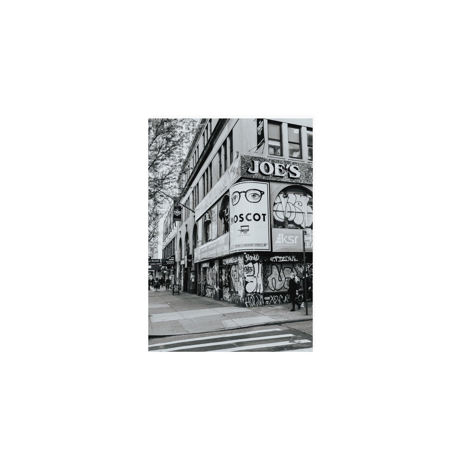 Lower East Side Murals New York NYC Black & White wall art A5, 21 x 14.8 cm unframed fine art print