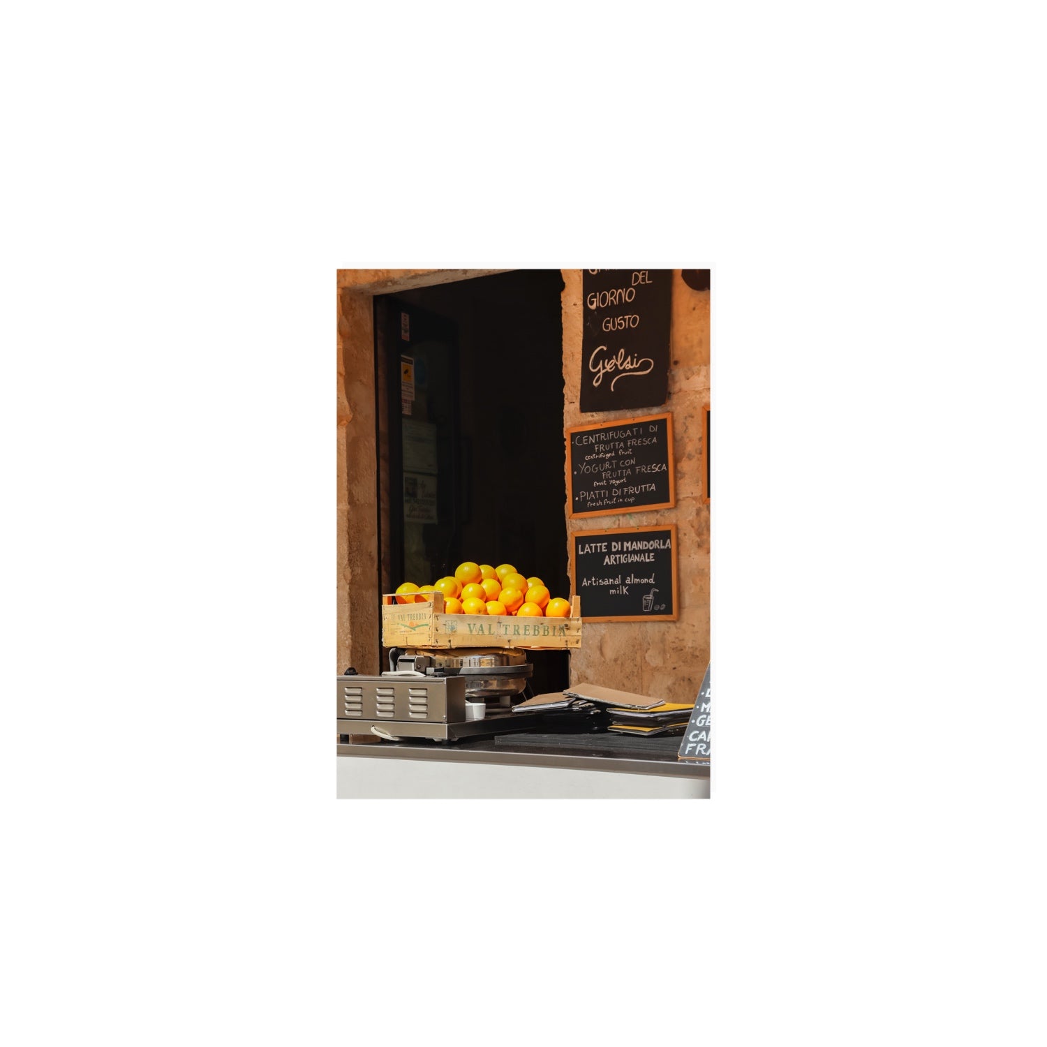 Luminous Citrus Puglia Ostuni Italian wall art A5, 21 x 14.8 cm unframed fine art print