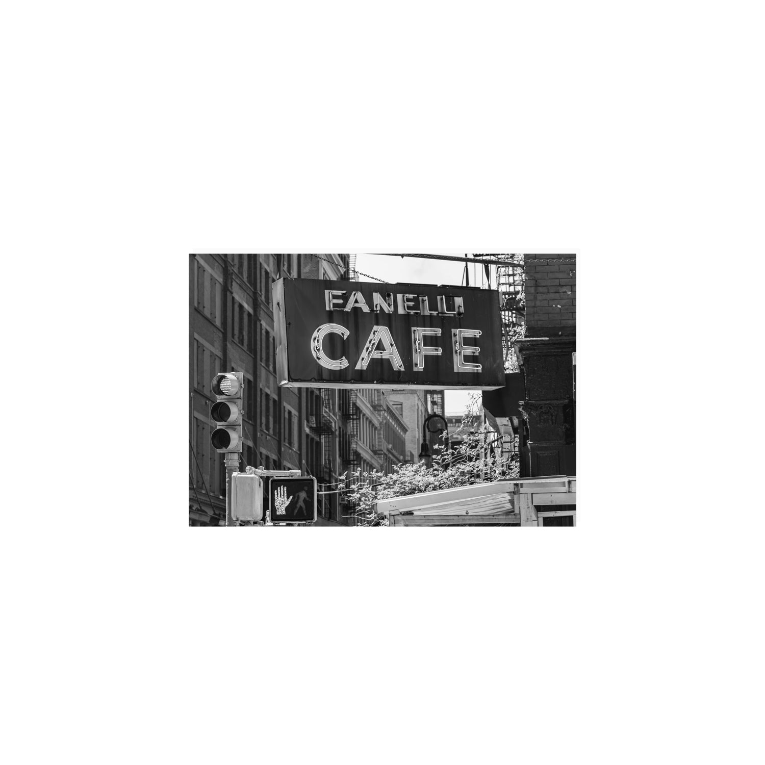 Soho Neon New York NYC Black & White wall art A5, 21 x 14.8 cm unframed fine art print