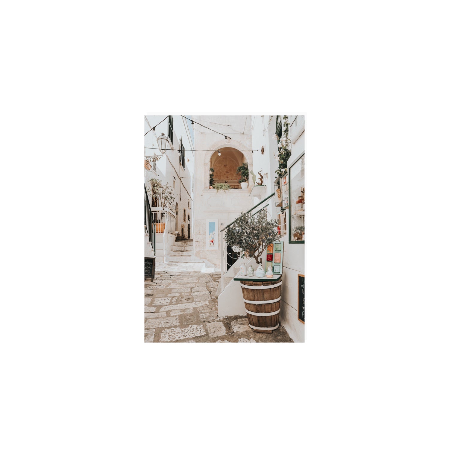 Olive Tree Lane Puglia Ostuni Mediterranean decor wall art A5, 21 x 14.8 cm unframed fine art print