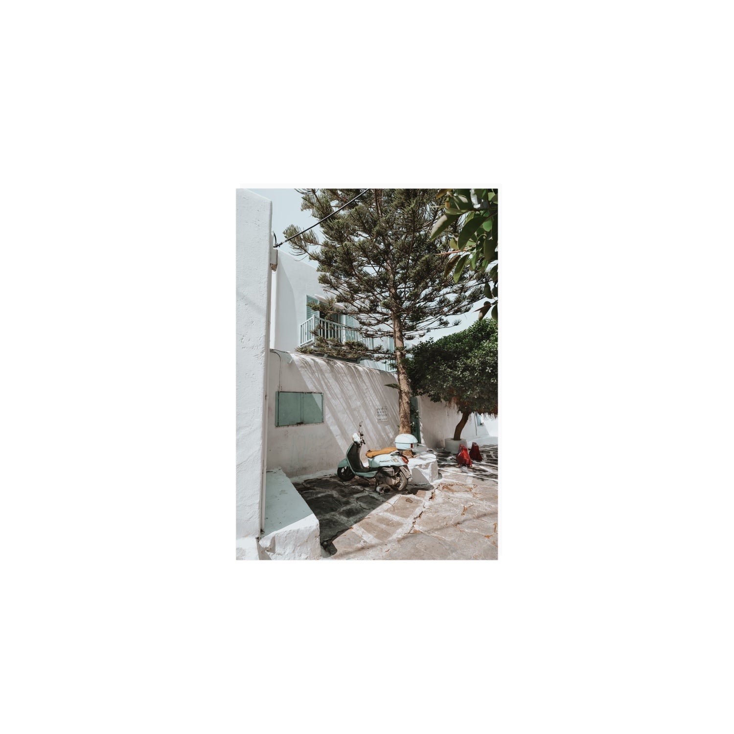 The Getaway Mykonos Mediterranean Greek island art print A5, 21 x 14.8 cm unframed fine art print