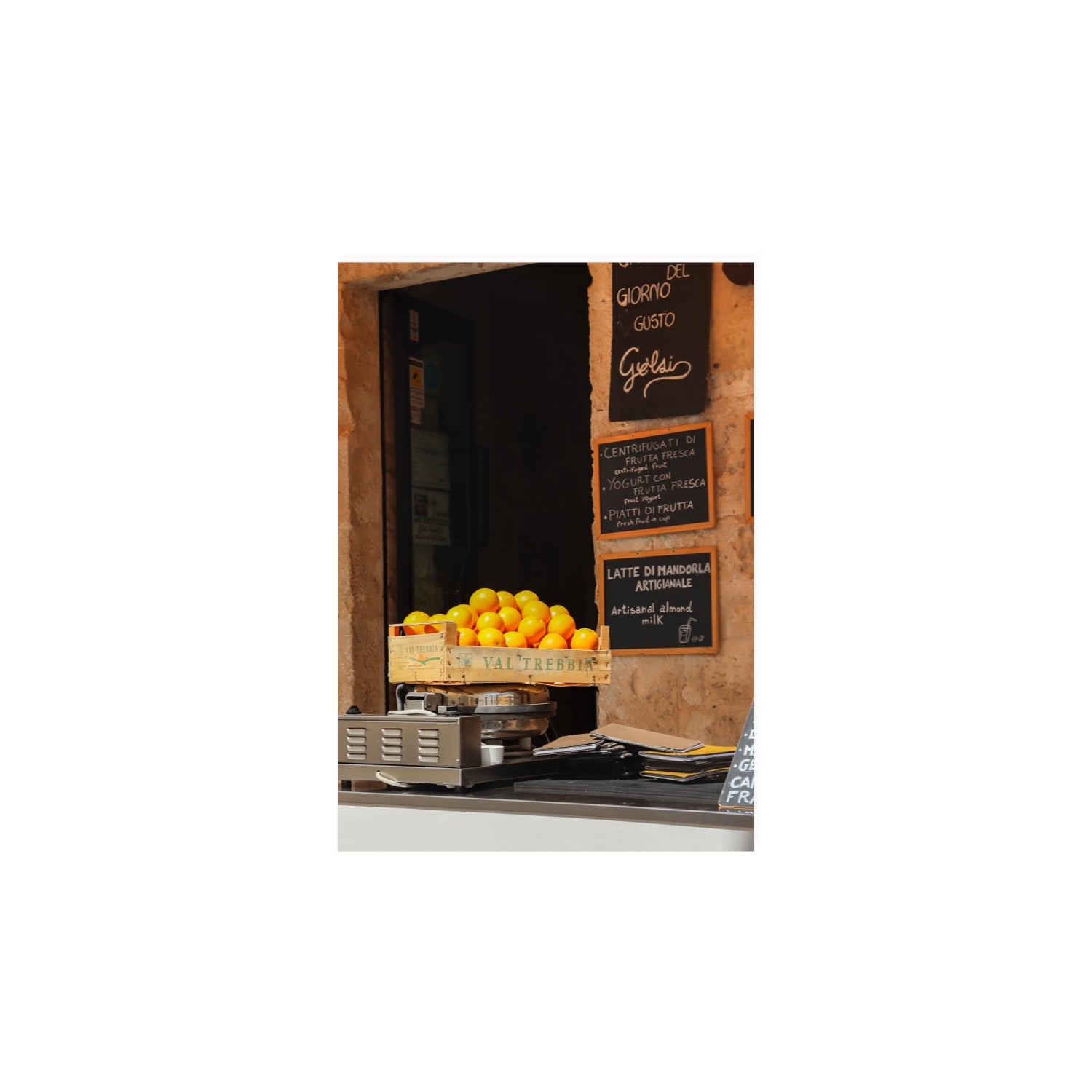 Luminous Citrus Puglia Ostuni Italian wall art A4, 29.7 x 21 cm unframed fine art print
