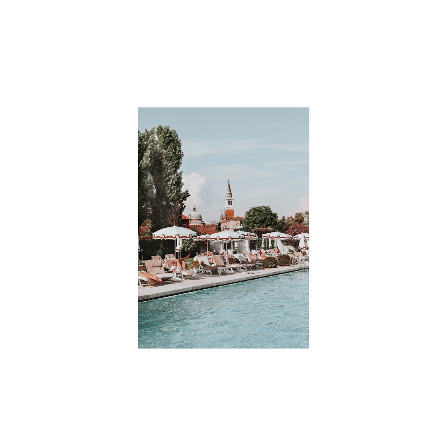 Poolside Perch Venice Italian wall art A4, 29.7 x 21 cm unframed fine art print