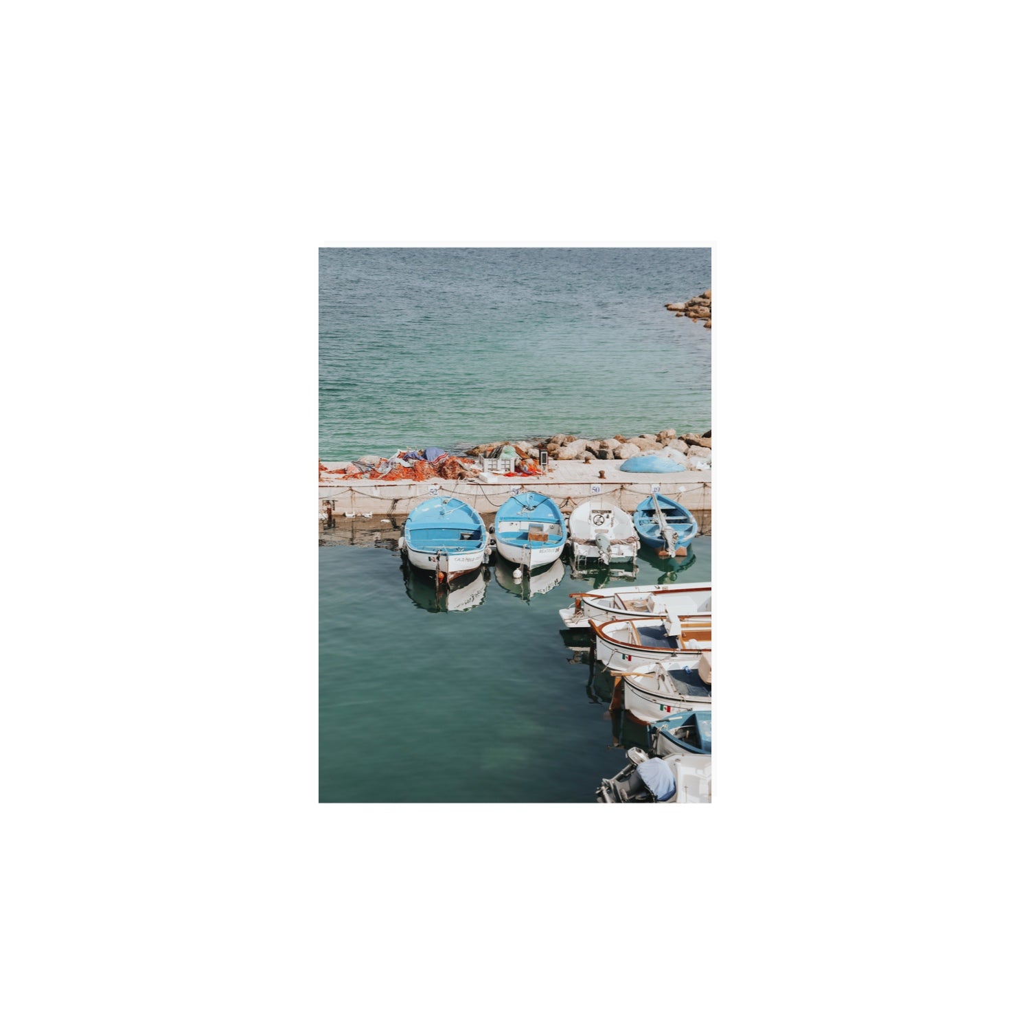 Maritime Memories Puglia Harbour Reflections coastal wall art A4, 29.7 x 21 cm unframed fine art print