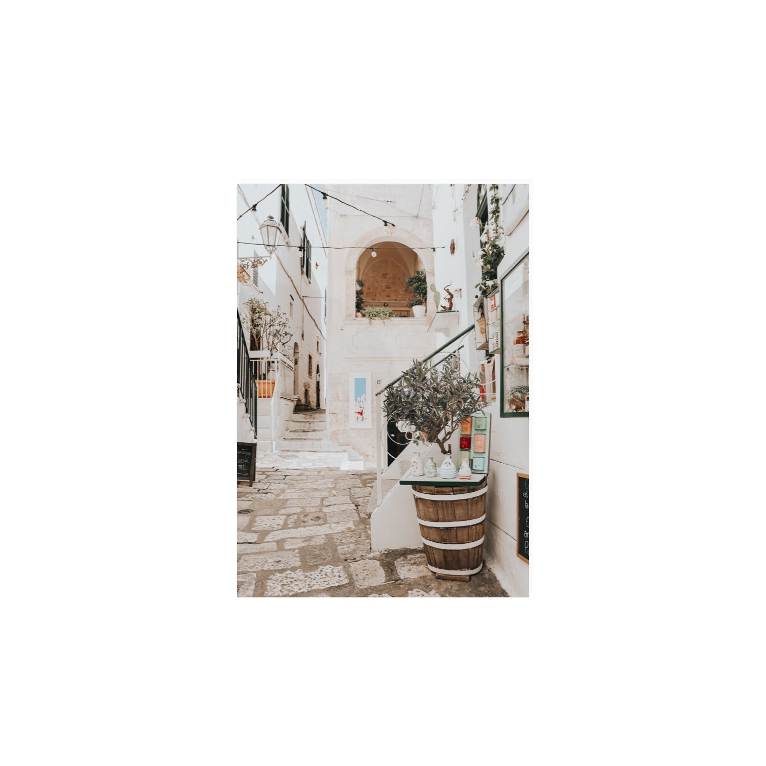 Olive Tree Lane Puglia Ostuni Mediterranean decor wall art A4, 29.7 x 21 cm unframed fine art print