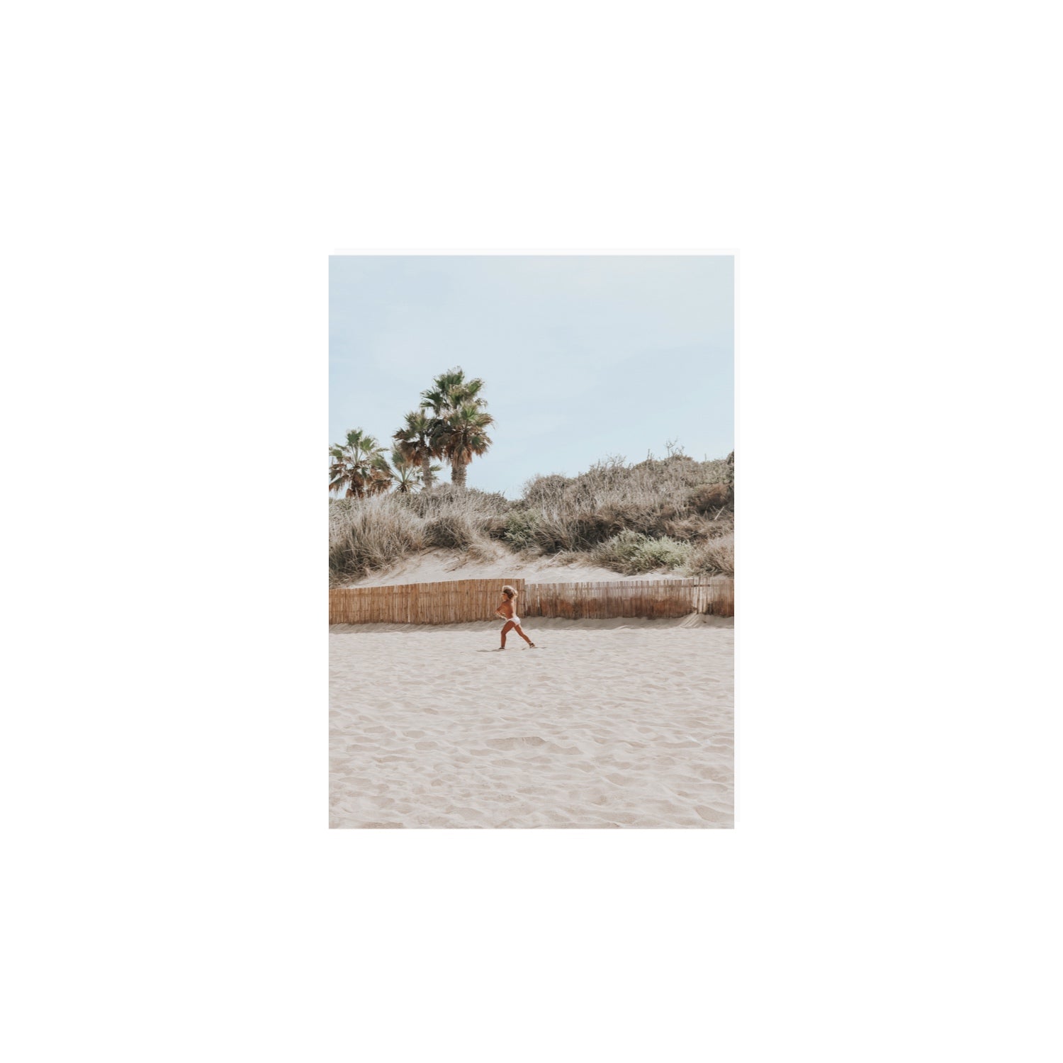 Joyful Sprint Puglia beach coastal fine art print A4, 29.7 x 21 cm unframed fine art print