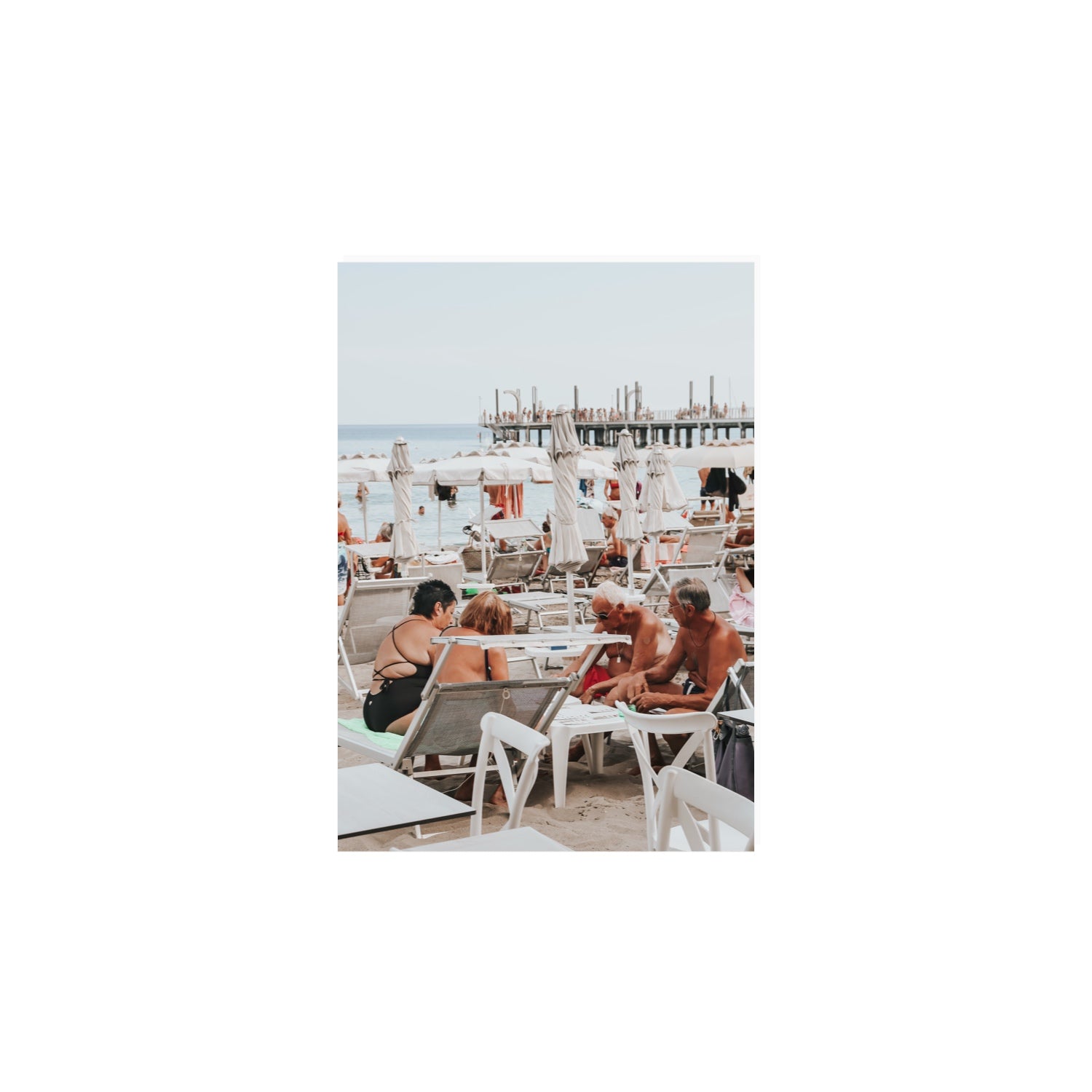 Salted Shuffle fine art print, Alassio, Italy, people and locals artwork, A4 · 29.7 x 21 cm, Unframed, Fine Art Print