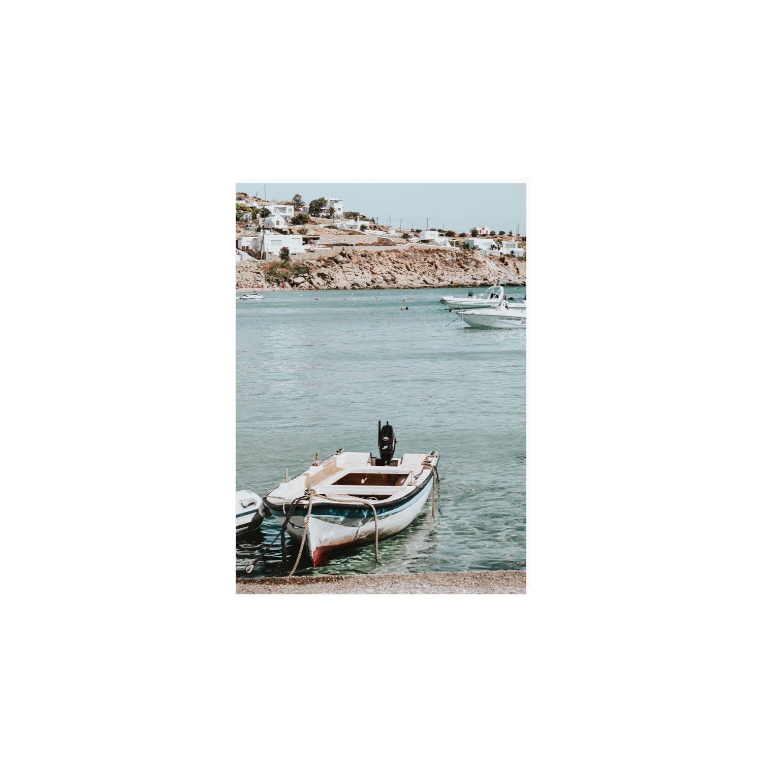 Classic Wheels Mykonos Greek island wall art A4, 29.7 x 21 cm unframed fine art print