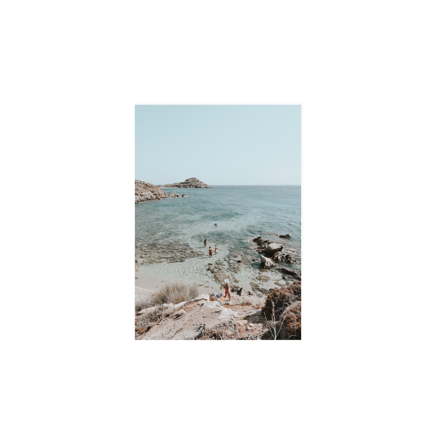 Explorers Mykonos Greek island wall art A4, 29.7 x 21 cm unframed fine art print