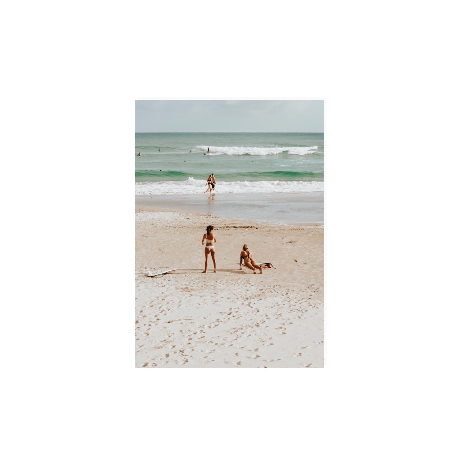 Gidget & Betty Byron Bay beach coastal wall art A3, 42 x 29.7 cm unframed fine art print