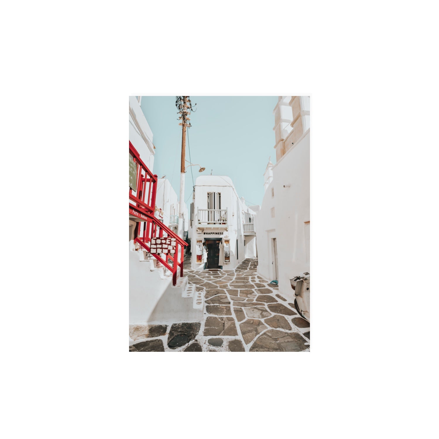 Happiness Mykonos Greek island wall art A3, 42 x 29.7 cm unframed fine art print