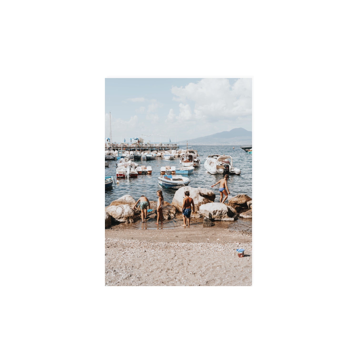 Searching For Treasures Sorrento coastal wall art A3, 42 x 29.7 cm unframed fine art print