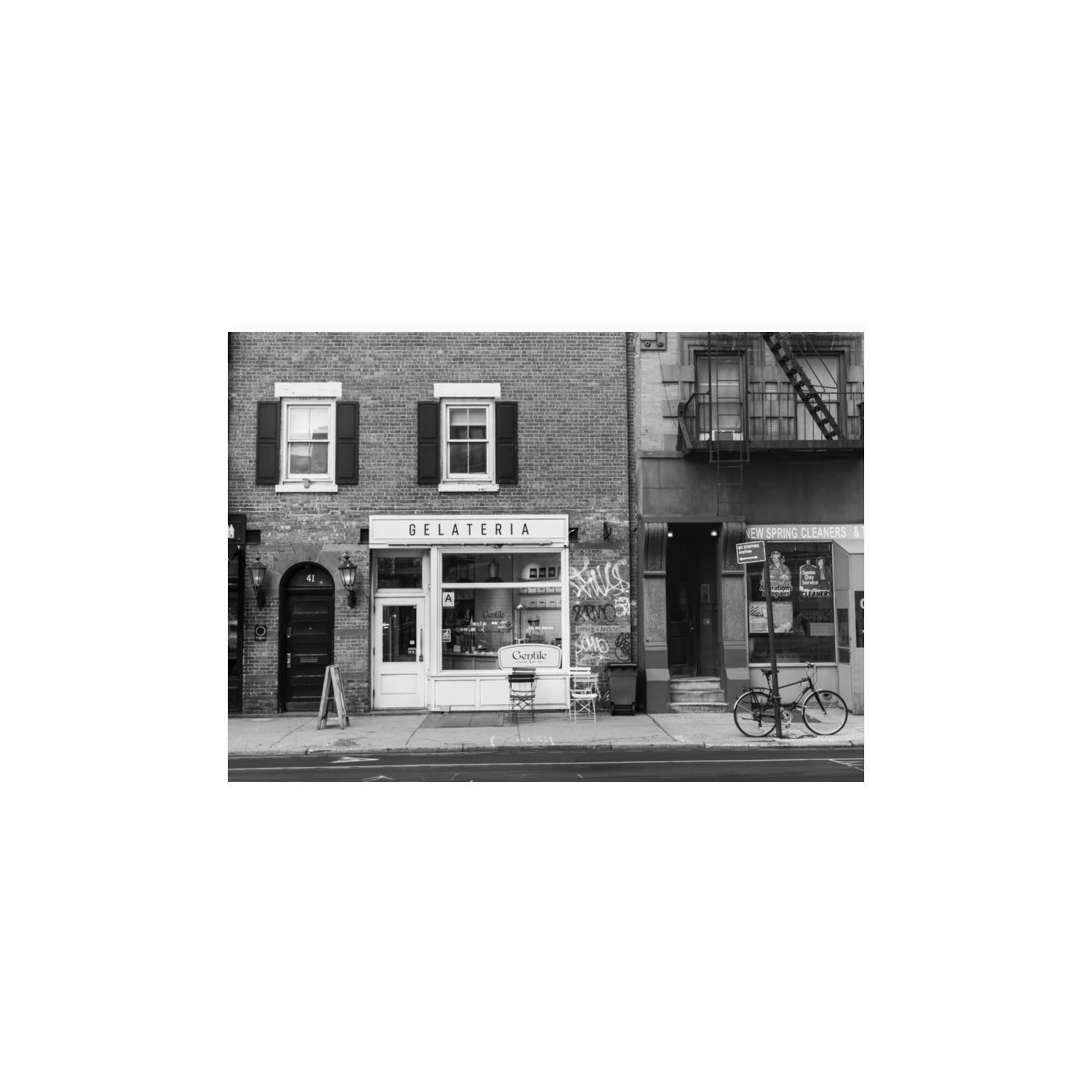 West Village Dolcezza New York NYC Black & White wall art A3, 42 x 29.7 cm unframed fine art print