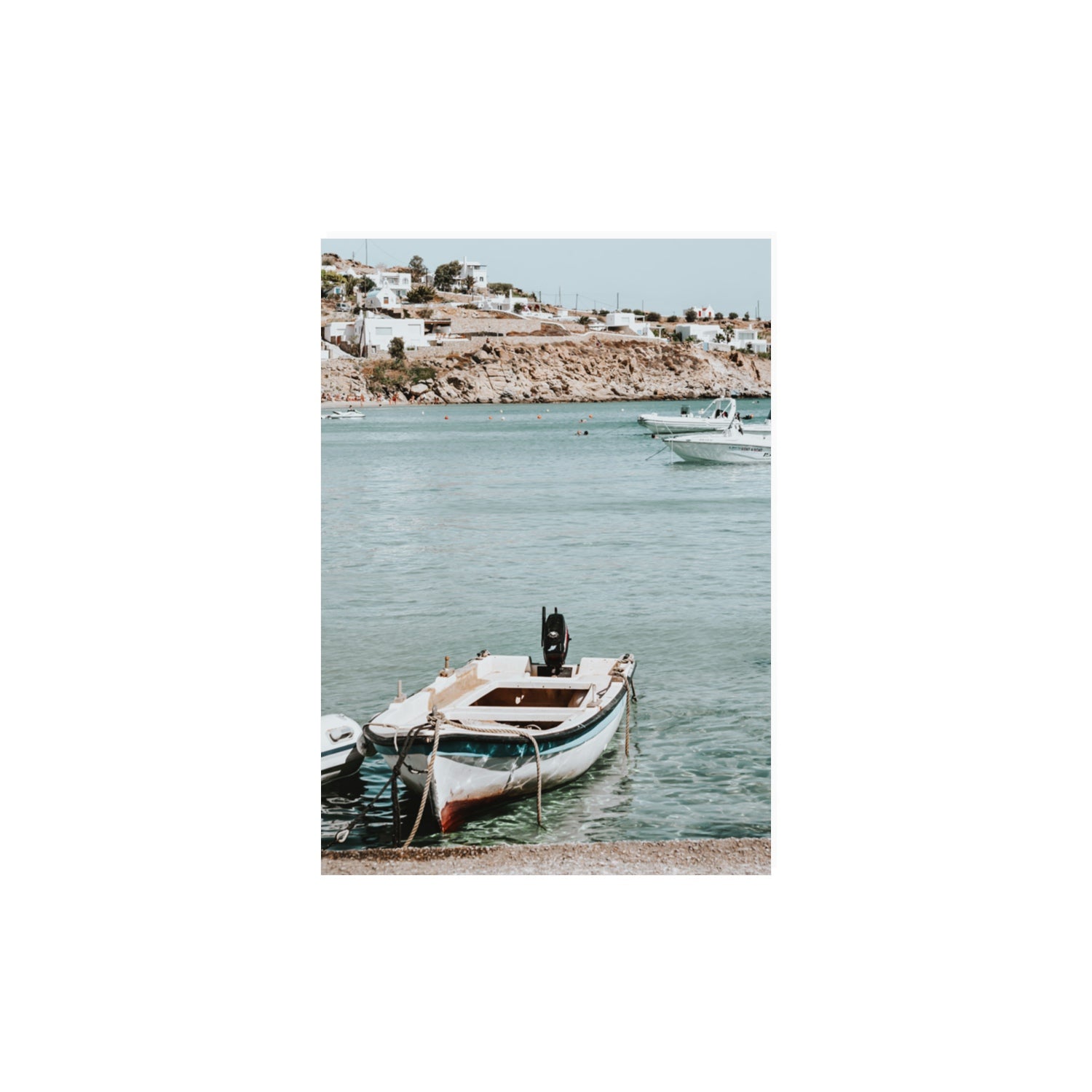 Classic Wheels Mykonos Greek island wall art A3, 42 x 29.7 cm unframed fine art print