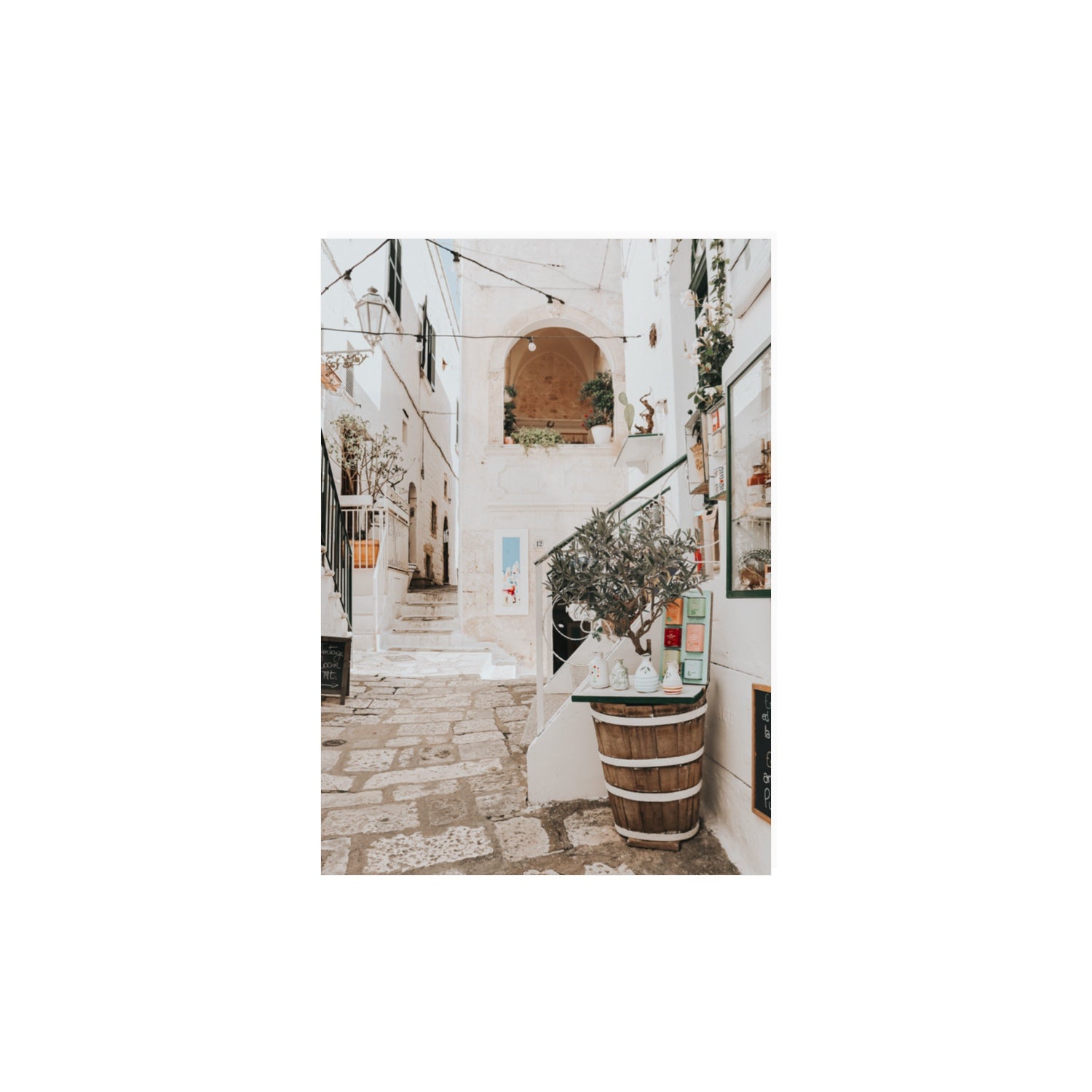 Olive Tree Lane Puglia Ostuni Mediterranean decor wall art A3, 42 x 29.7 cm unframed fine art print