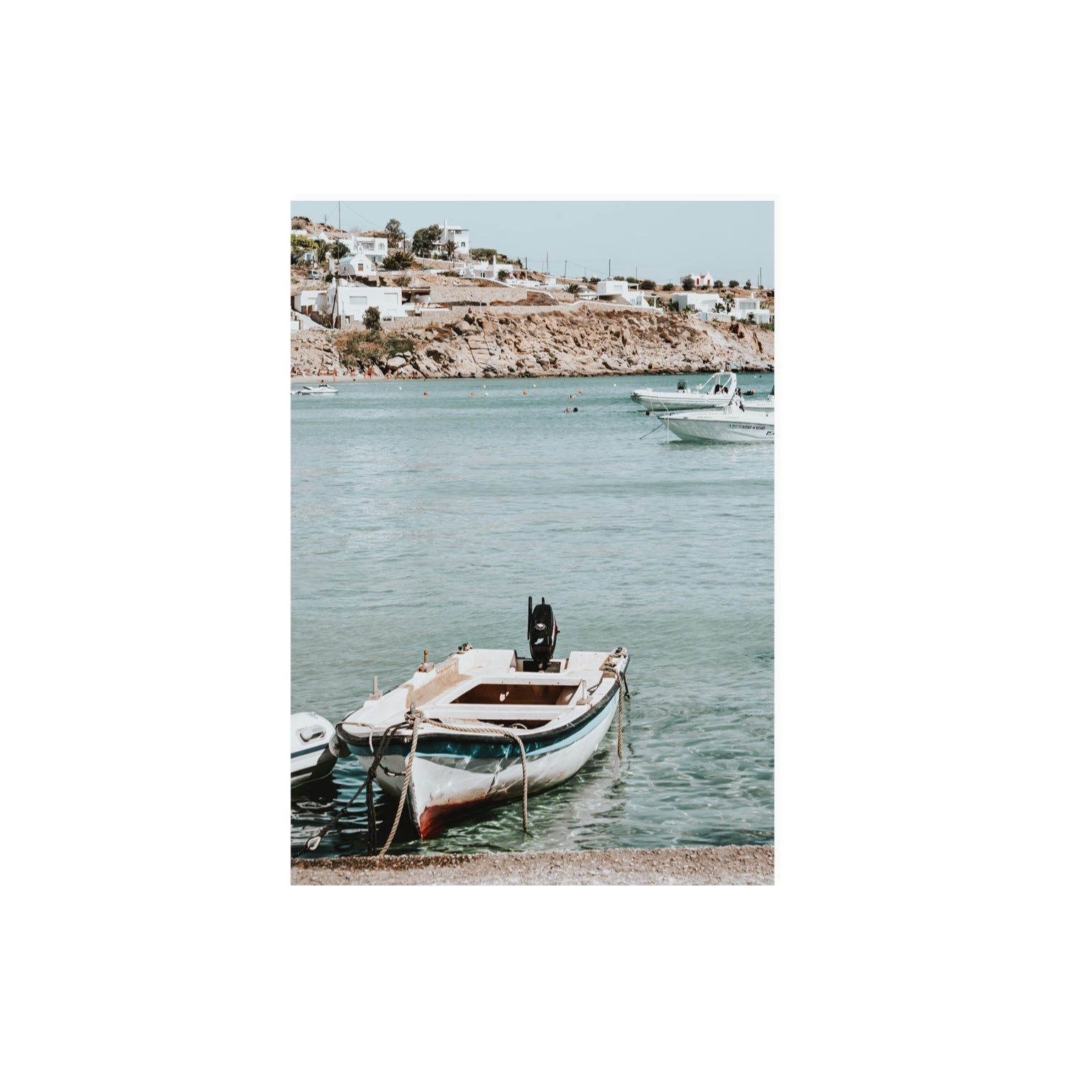Classic Wheels Mykonos Greek island wall art A2, 59.4 x 42 cm unframed fine art print