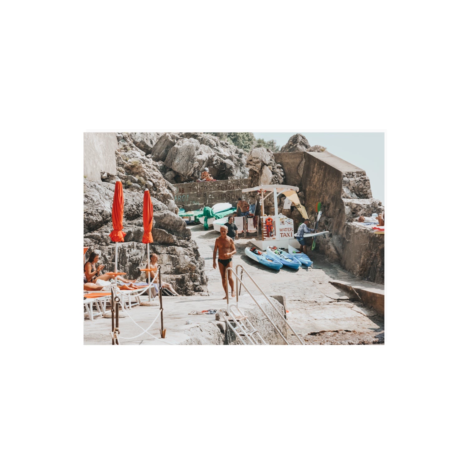 The Local Praiano Amalfi Coast Mediterranean wall art A2, 59.4 x 42 cm unframed fine art print
