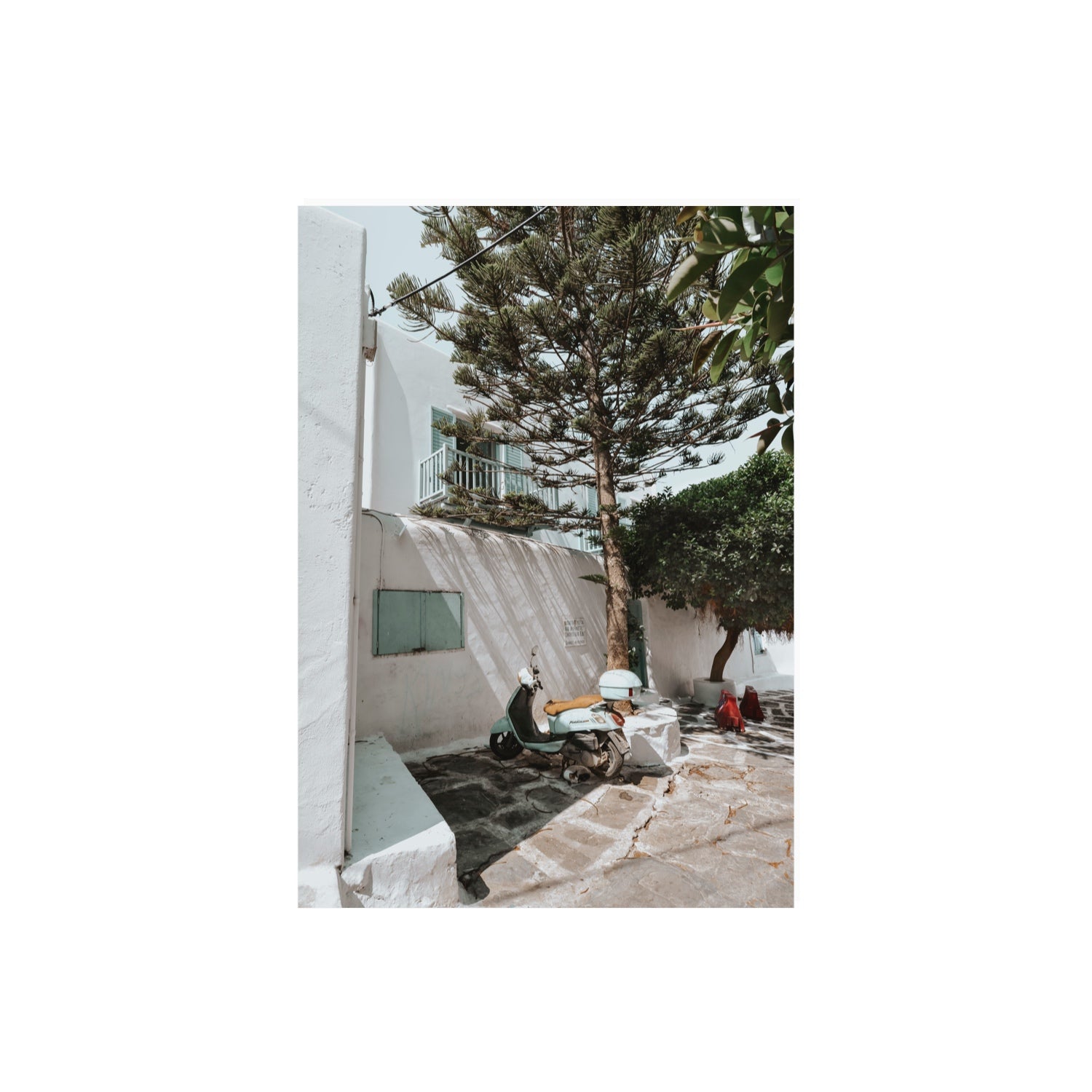 The Getaway Mykonos Mediterranean Greek island art print A2, 59.4 x 42 cm unframed fine art print