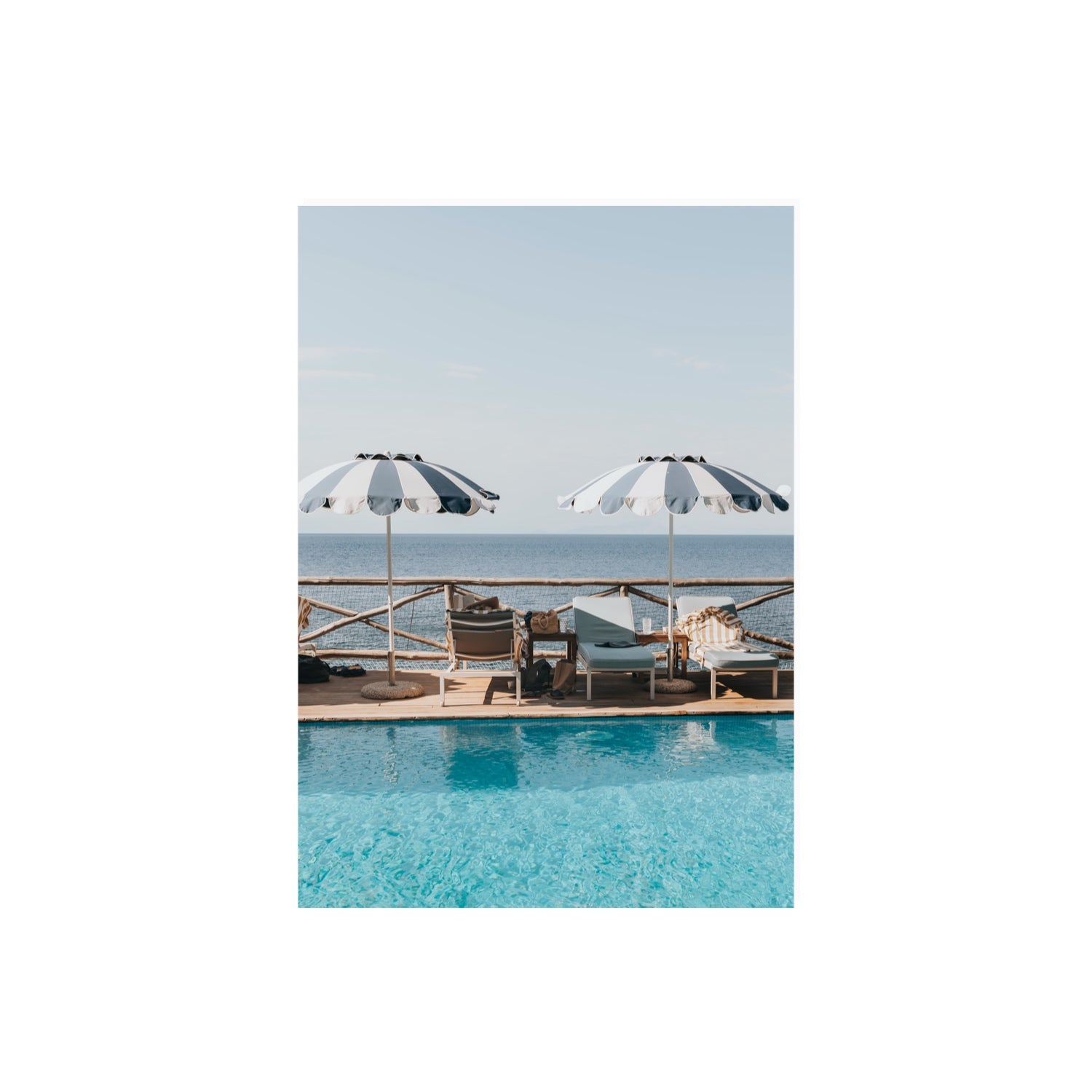 Beach Retreat fine art print, Ischia, Italy, european beach clubs artwork, A2 · 59.4 x 42 cm, Unframed, Fine Art Print
