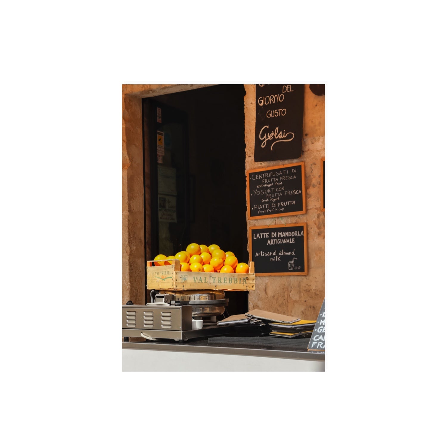 Luminous Citrus Puglia Ostuni Italian wall art A2, 59.4 x 42 cm unframed fine art print