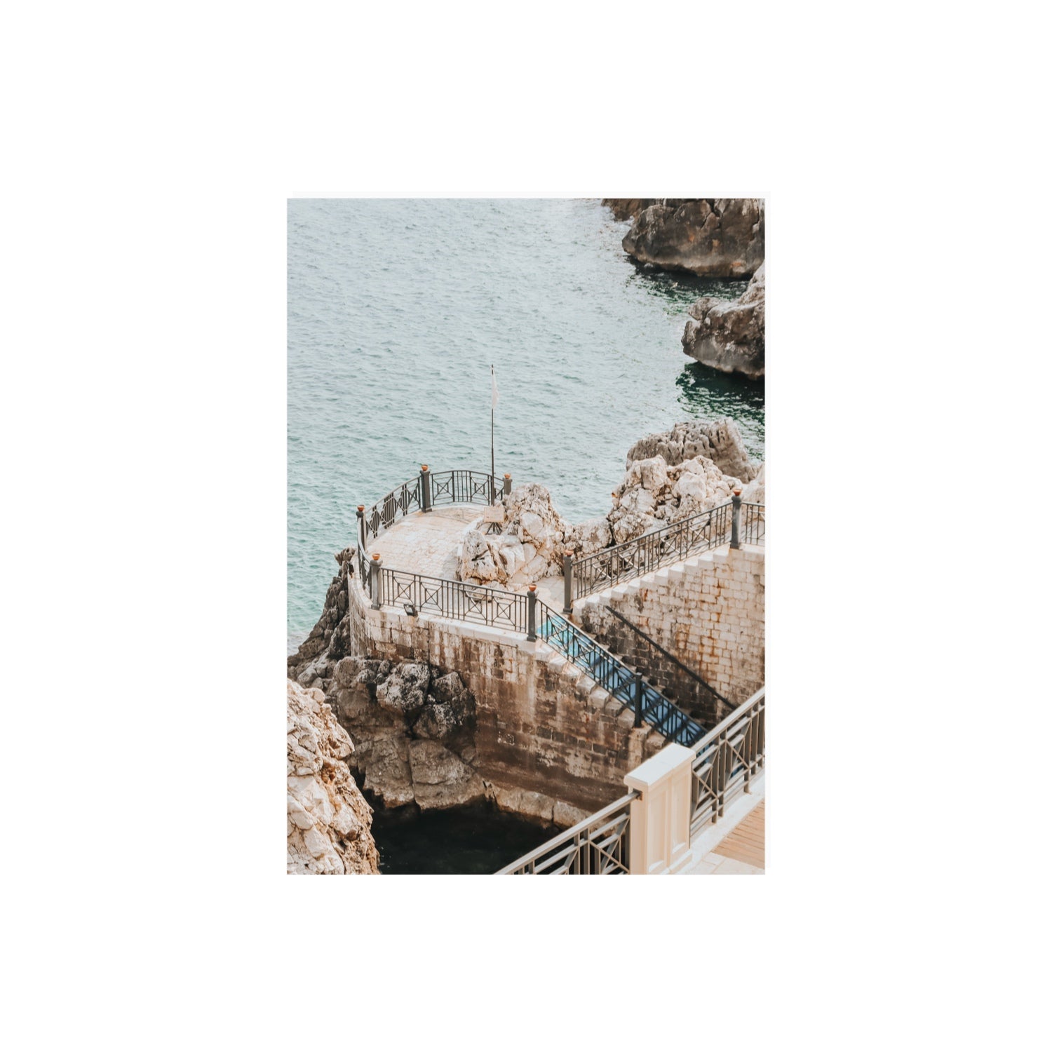 Tidal Staircase Puglia coastal Italian wall art A2, 59.4 x 42 cm unframed fine art print