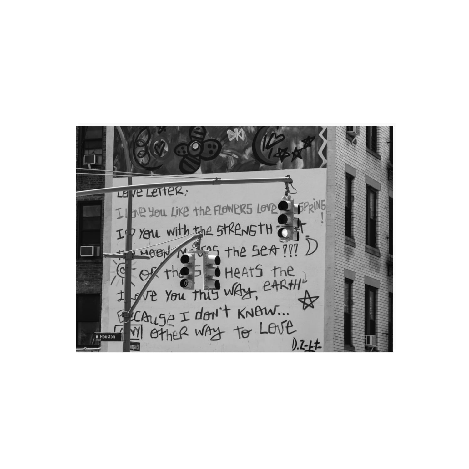 Love Letter New York NYC Black & White wall art 70 x 50 cm unframed fine art print