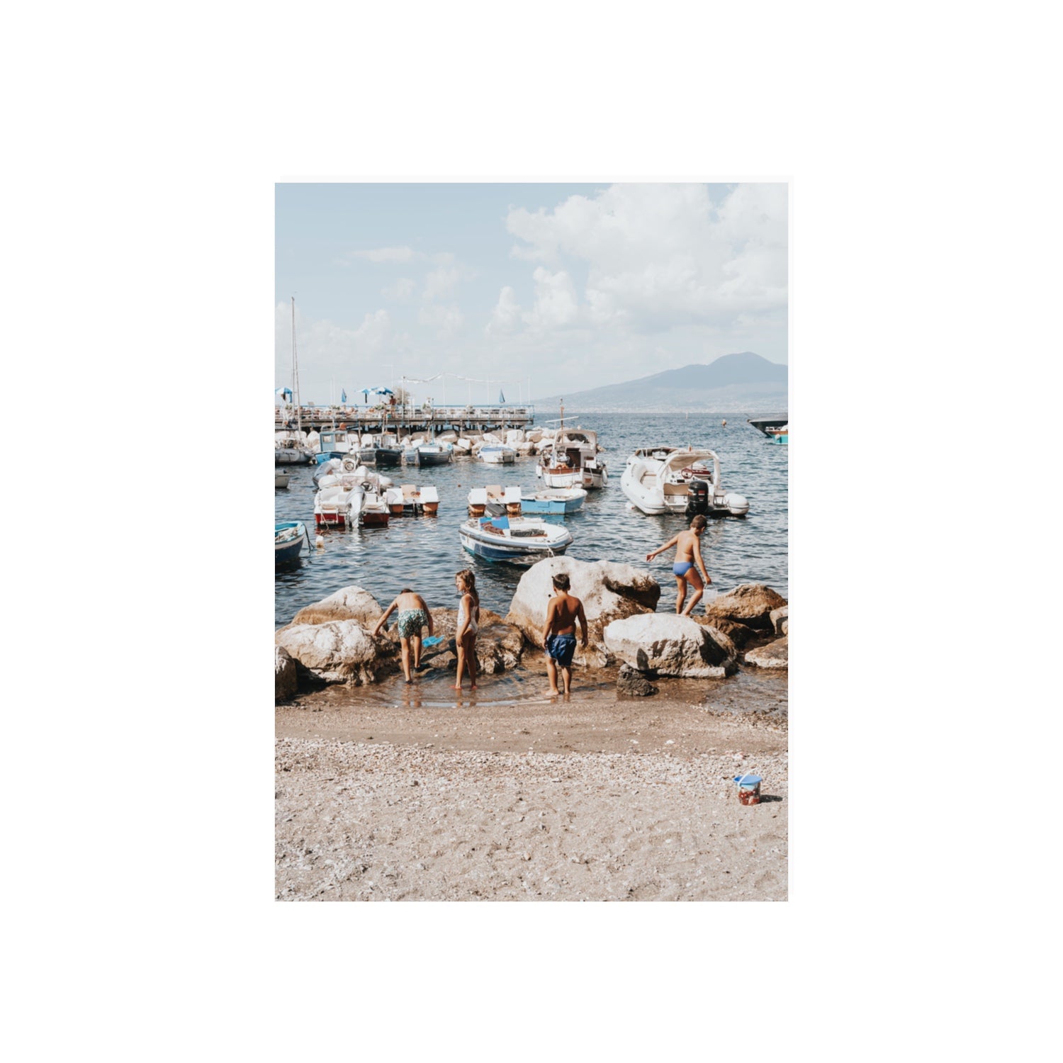 Searching For Treasures Sorrento coastal wall art 70 x 50 cm unframed fine art print