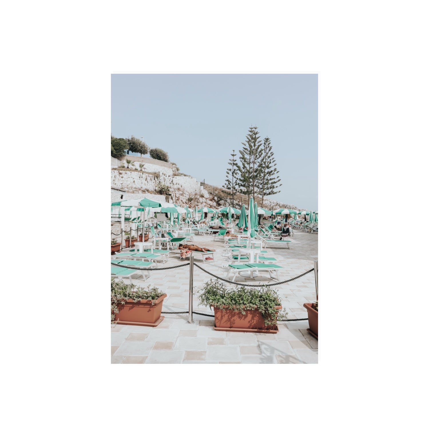 Siesta on The Terrace Puglia coastal wall art 70 x 50 cm unframed fine art print