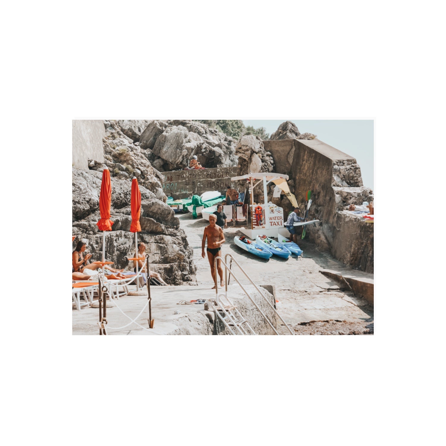 The Local Praiano Amalfi Coast Mediterranean wall art 70 x 50 cm unframed fine art print