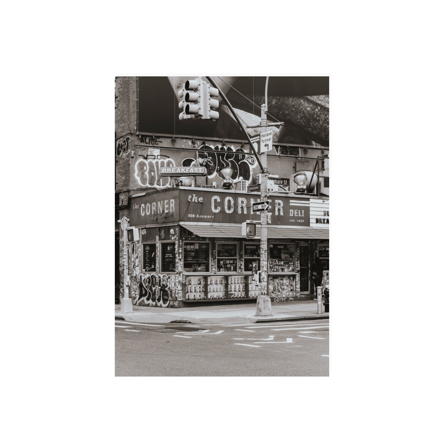 Soho Deli New York NYC Black & White wall art 70 x 50 cm unframed fine art print