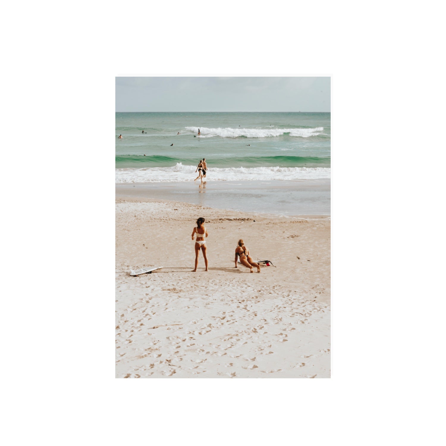 Gidget & Betty Byron Bay beach coastal wall art 70 x 50 cm unframed fine art print