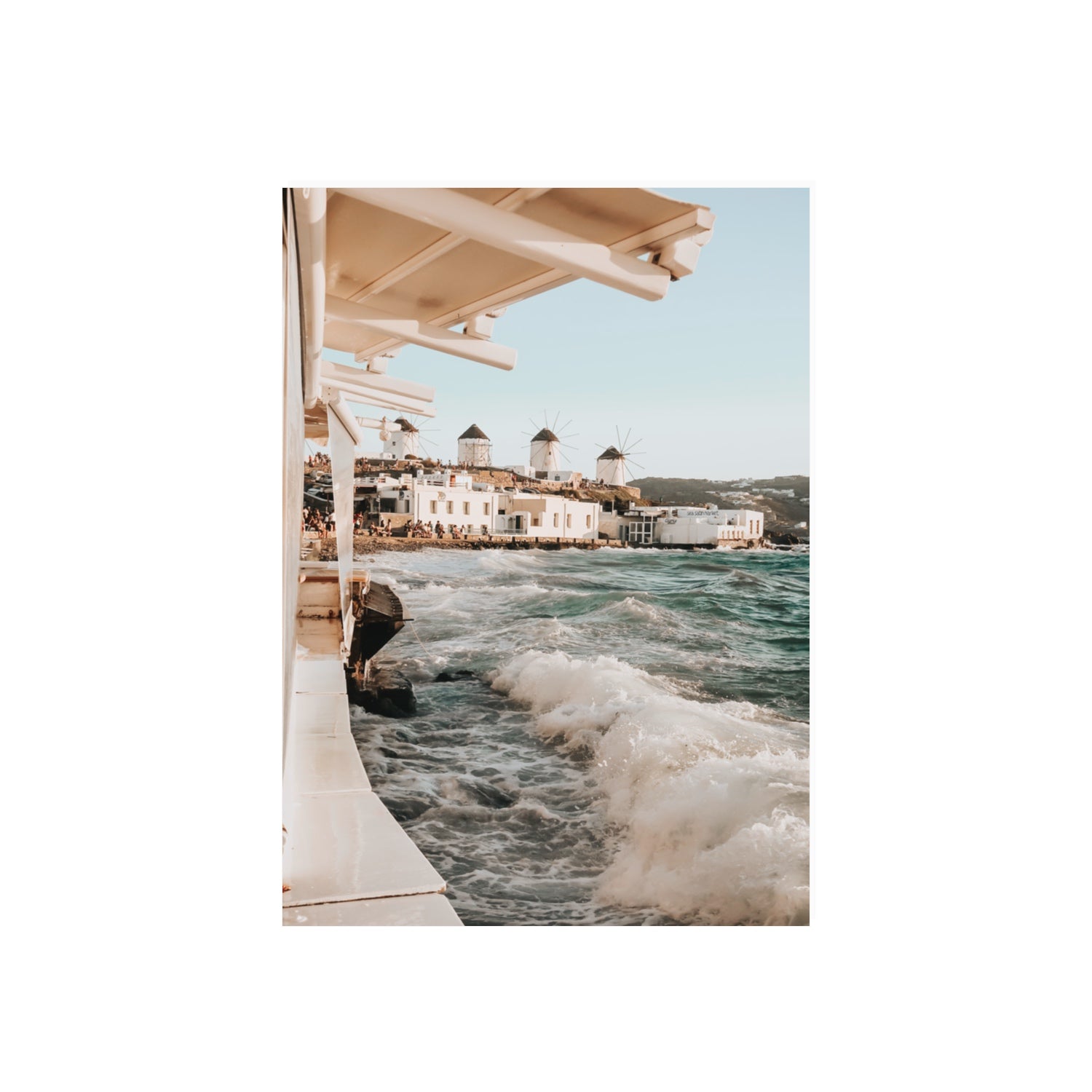 Windmills Mykonos Greek island wall art 70 x 50 cm unframed fine art print