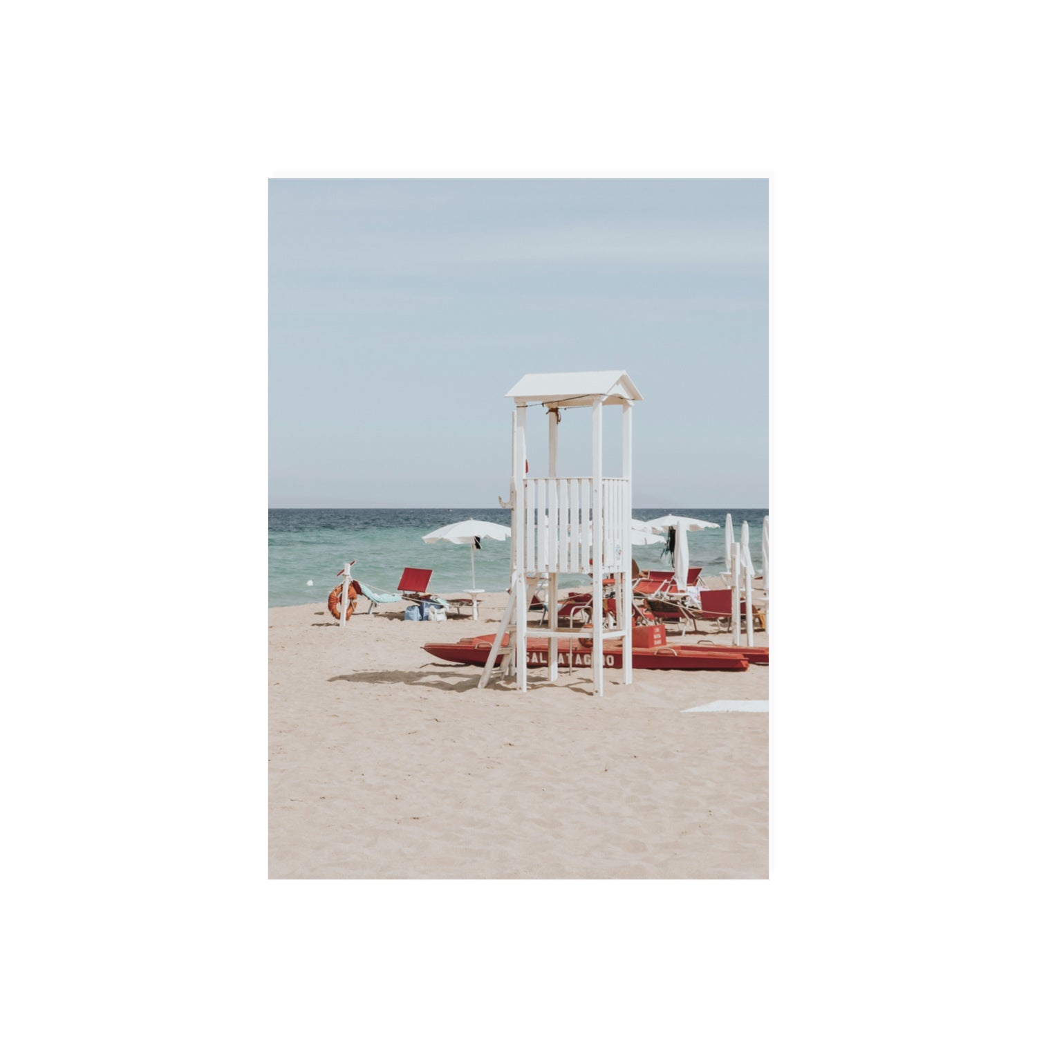 Barefoot Bliss Puglia beach Italian coastal decor wall art 70 x 50 cm unframed fine art print