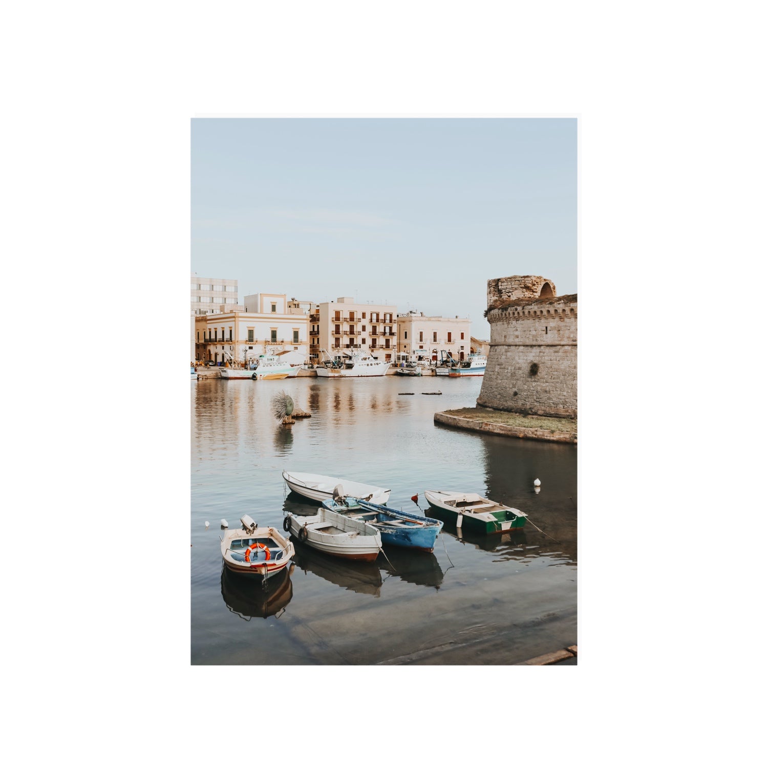 Gallipoli Harbour Puglia coastal wall art A1, 84.1 x 59.4 cm unframed fine art print