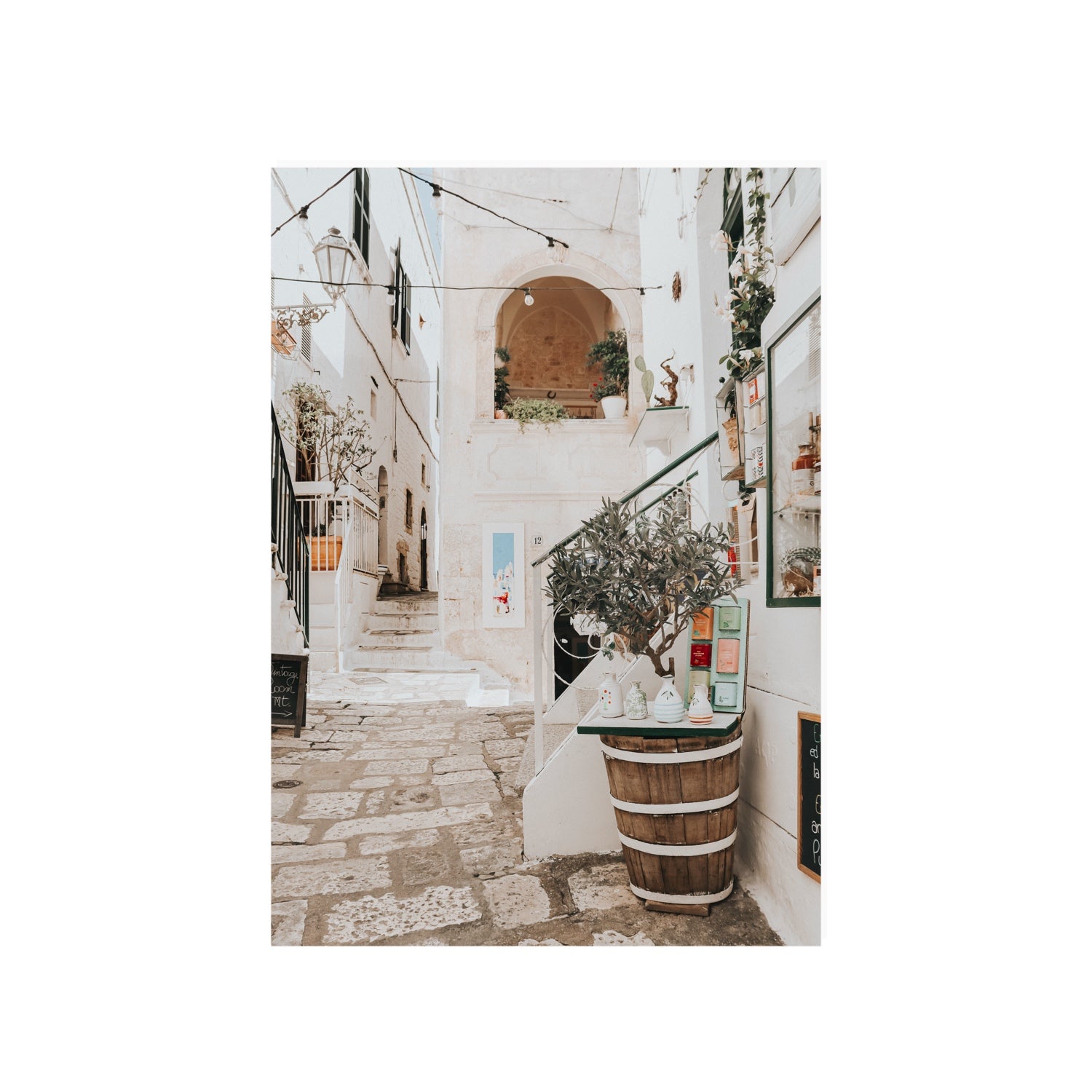 Olive Tree Lane Puglia Ostuni Mediterranean decor wall art A1, 84.1 x 59.4 cm unframed fine art print