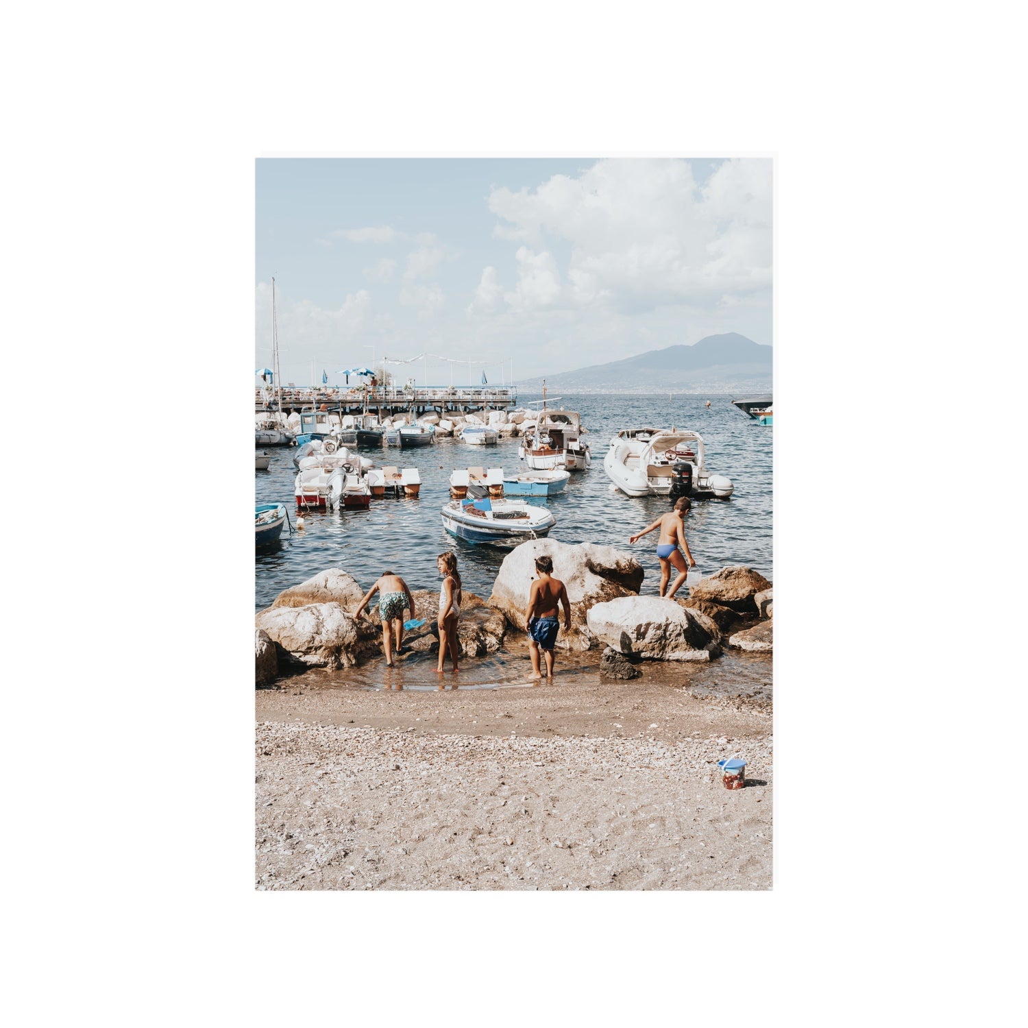 Searching For Treasures Sorrento coastal wall art A1, 84.1 x 59.4 cm unframed fine art print