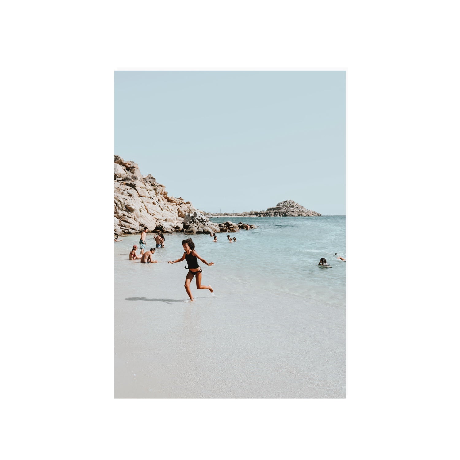 Skipping Angel Mykonos Greek island decor wall art A1, 84.1 x 59.4 cm unframed fine art print