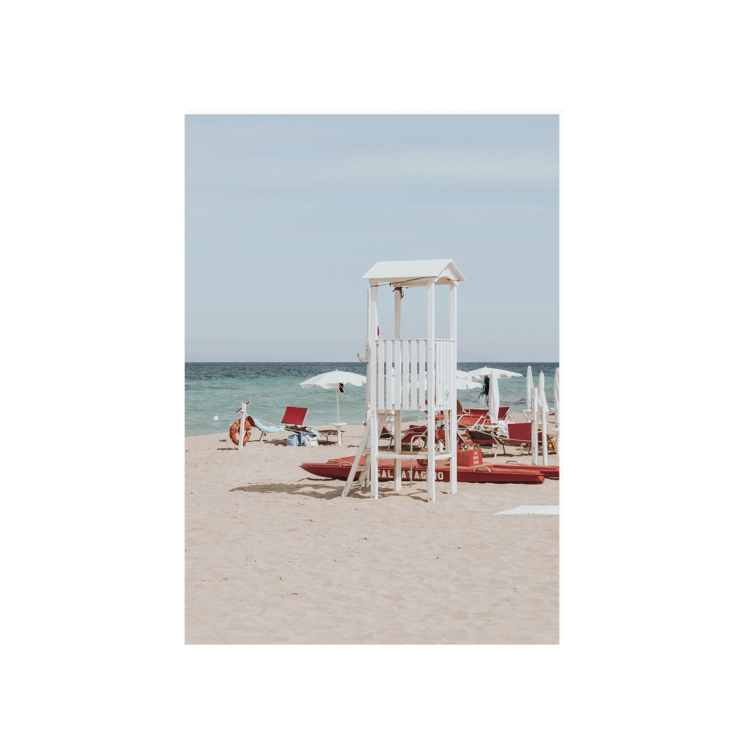 Barefoot Bliss Puglia beach Italian coastal decor wall art A1, 84.1 x 59.4 cm unframed fine art print