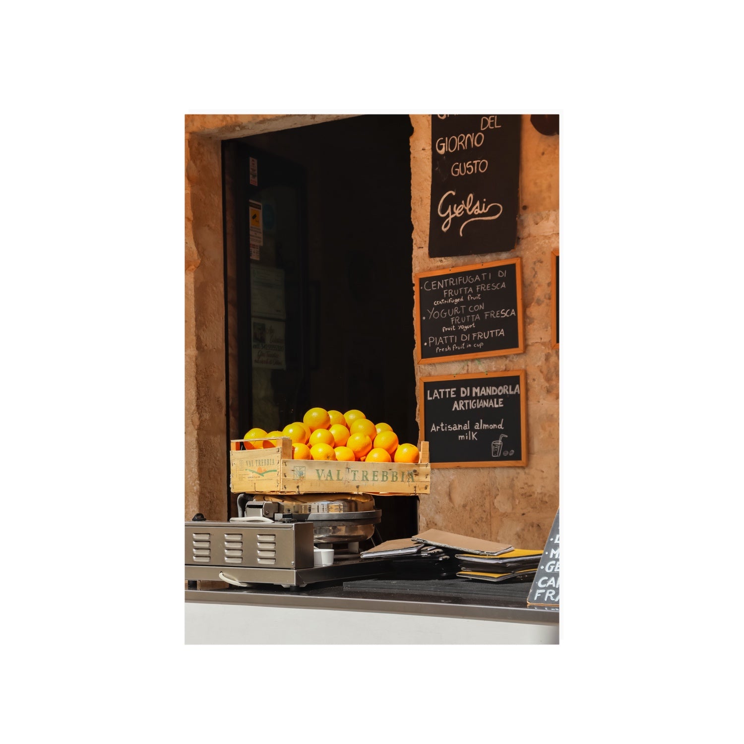 Luminous Citrus Puglia Ostuni Italian wall art A1, 84.1 x 59.4 cm unframed fine art print