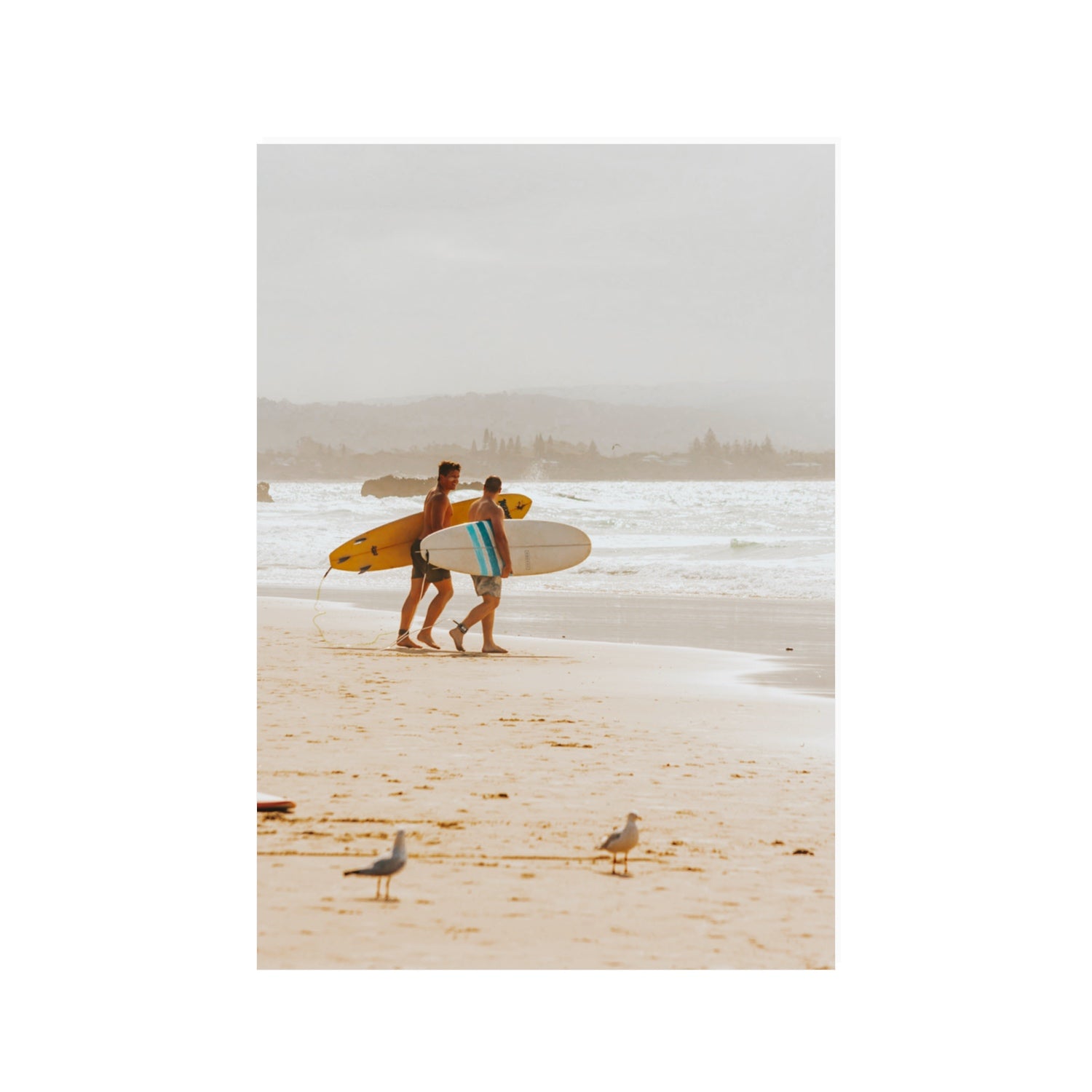 Shane & Benji Byron Bay Surf coastal wall art 100 x 70 cm unframed fine art print