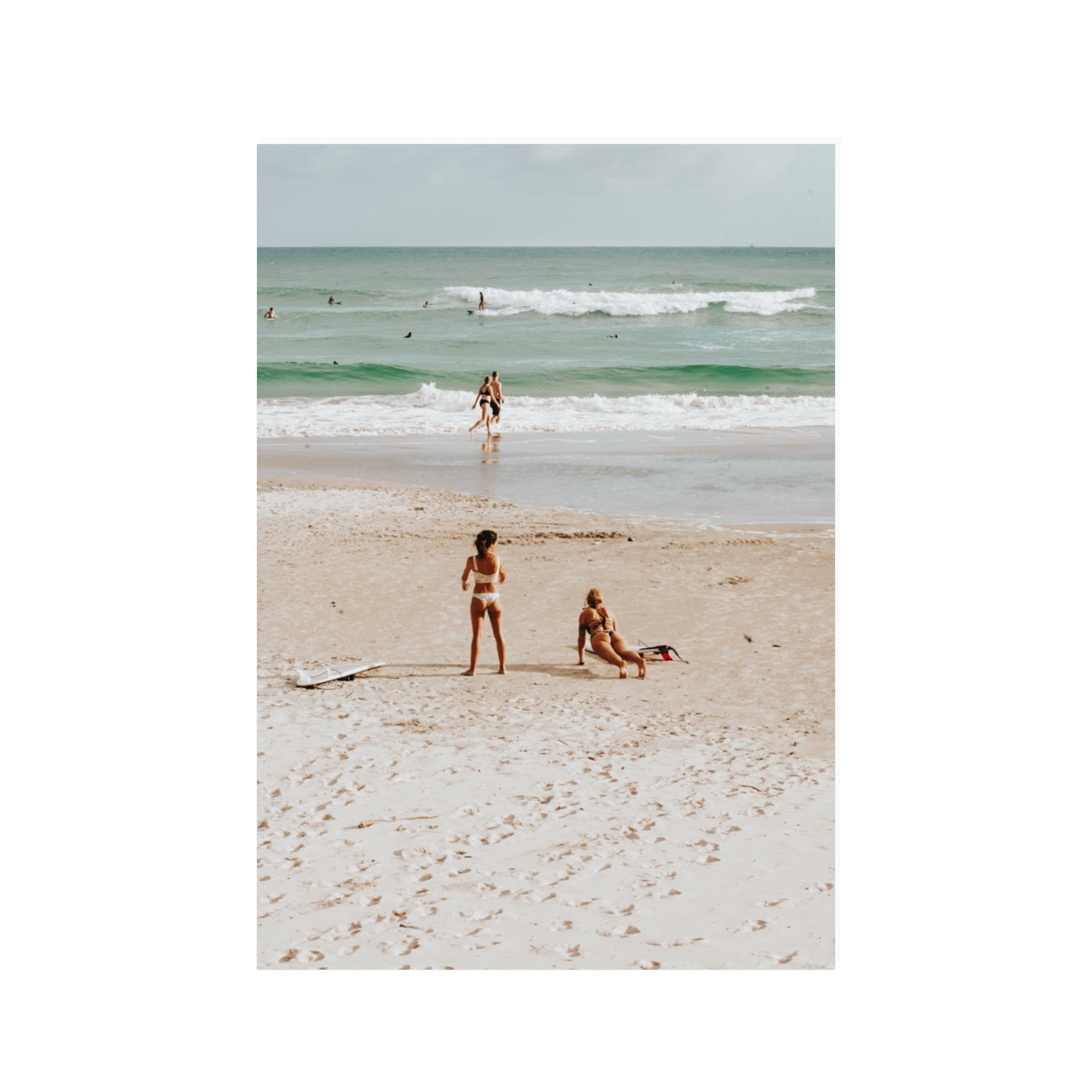 Gidget & Betty Byron Bay beach coastal wall art 100 x 70 cm unframed fine art print