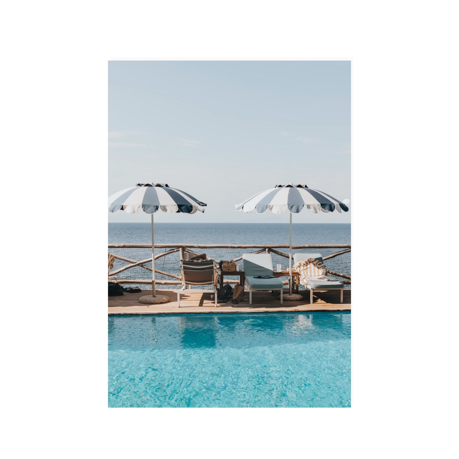 Beach Retreat fine art print, Ischia, Italy, european beach clubs artwork, 100 x 70 cm, Unframed, Fine Art Print