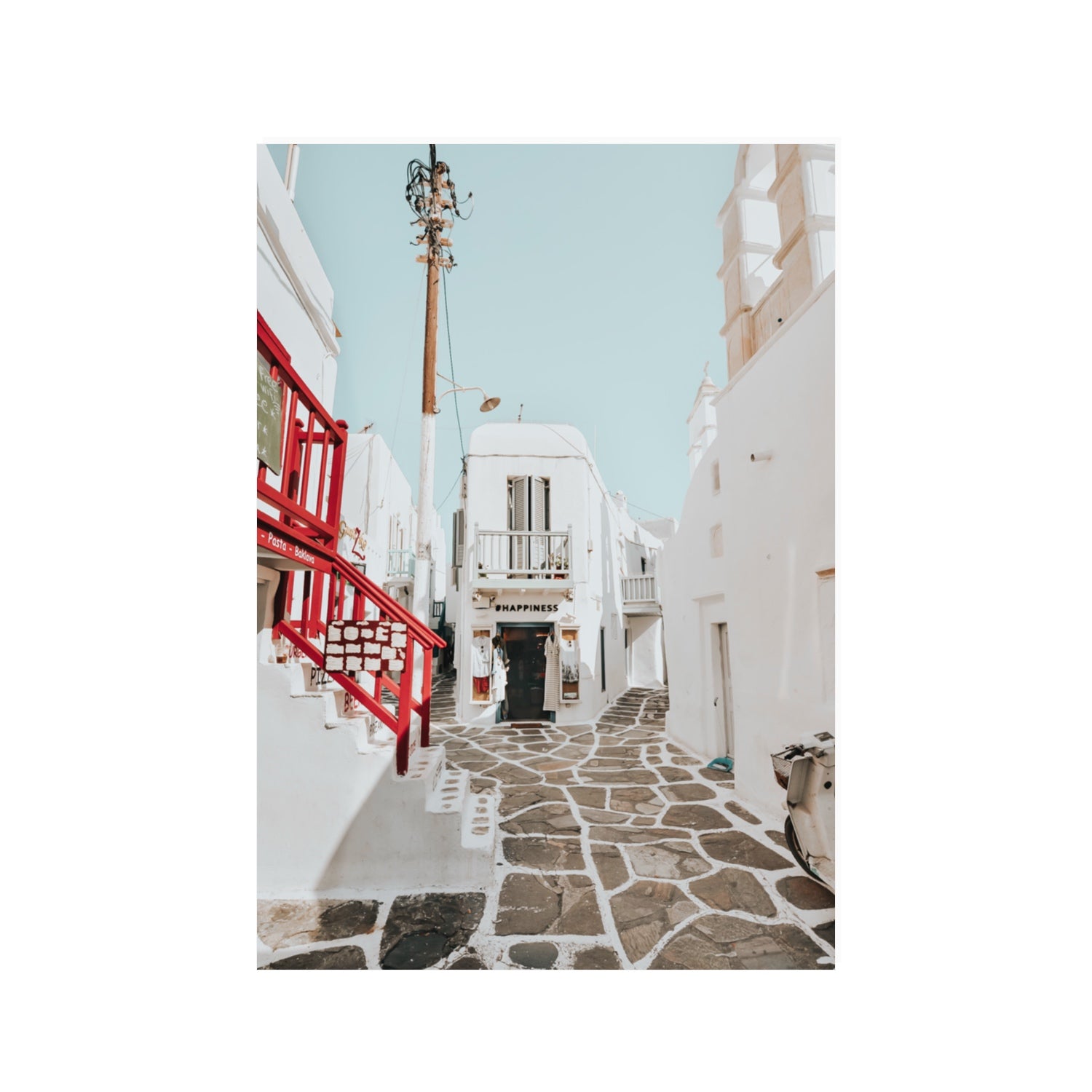 Happiness Mykonos Greek island wall art 100 x 70 cm unframed fine art print