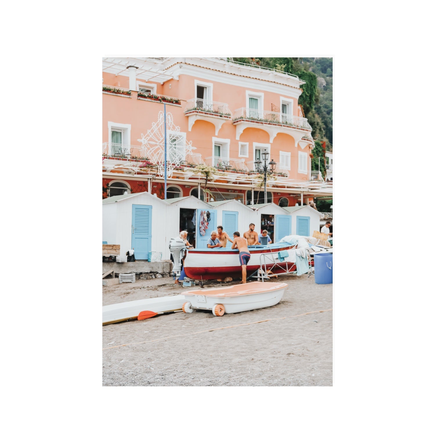 La Riunione della Mattina fine art print, Positano, Italy, 100 x 70 cm, Unframed, Fine Art Print