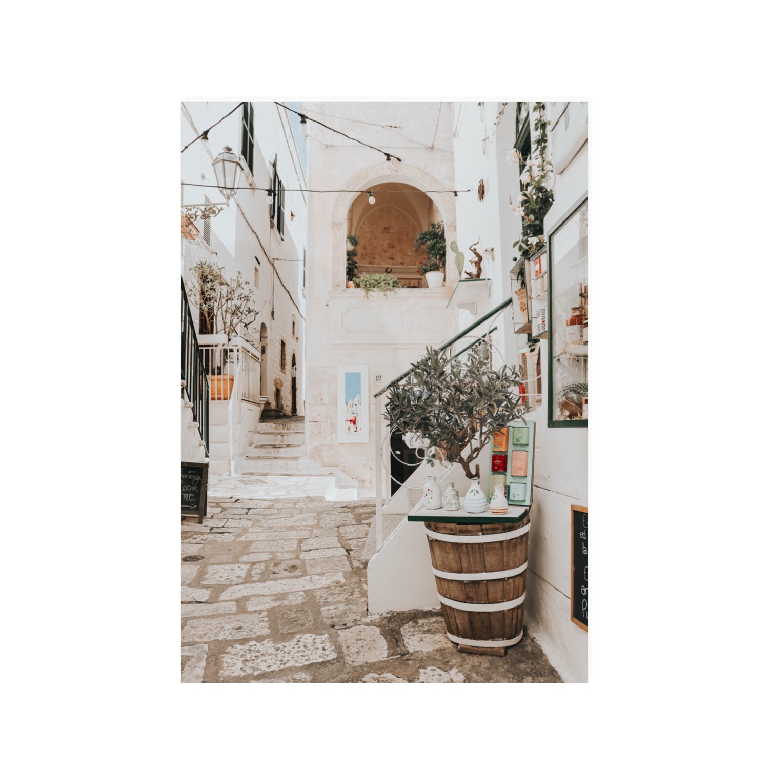 Olive Tree Lane Puglia Ostuni Mediterranean decor wall art 100 x 70 cm unframed fine art print
