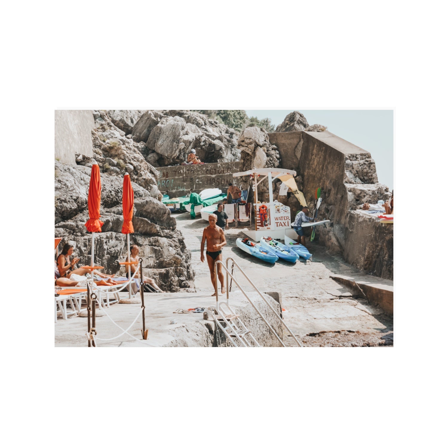 The Local Praiano Amalfi Coast Mediterranean wall art 100 x 70 cm unframed fine art print